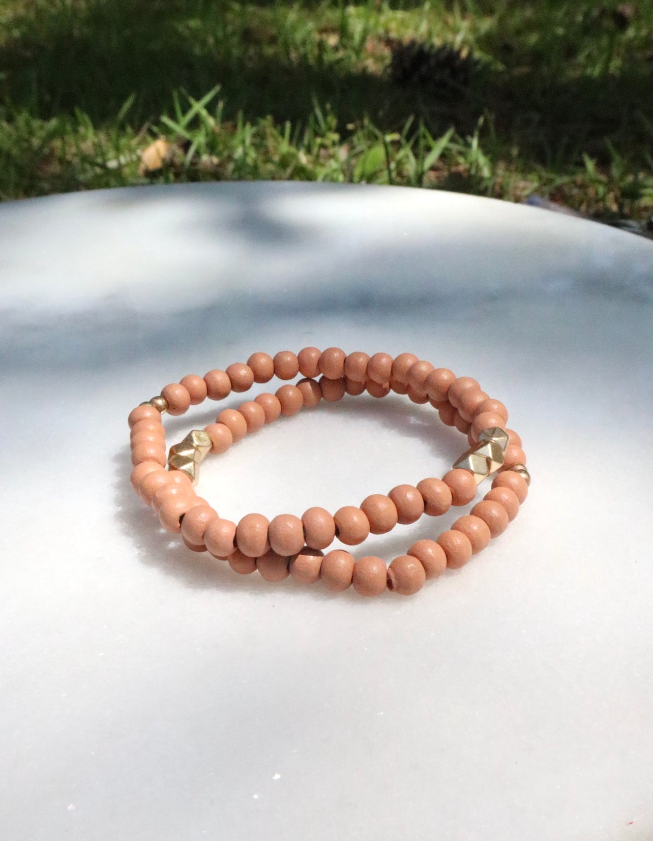 Mauve Pink Wooden Bracelet