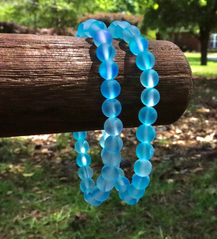 Iridescent Blue Mermaid Bead Bracelet