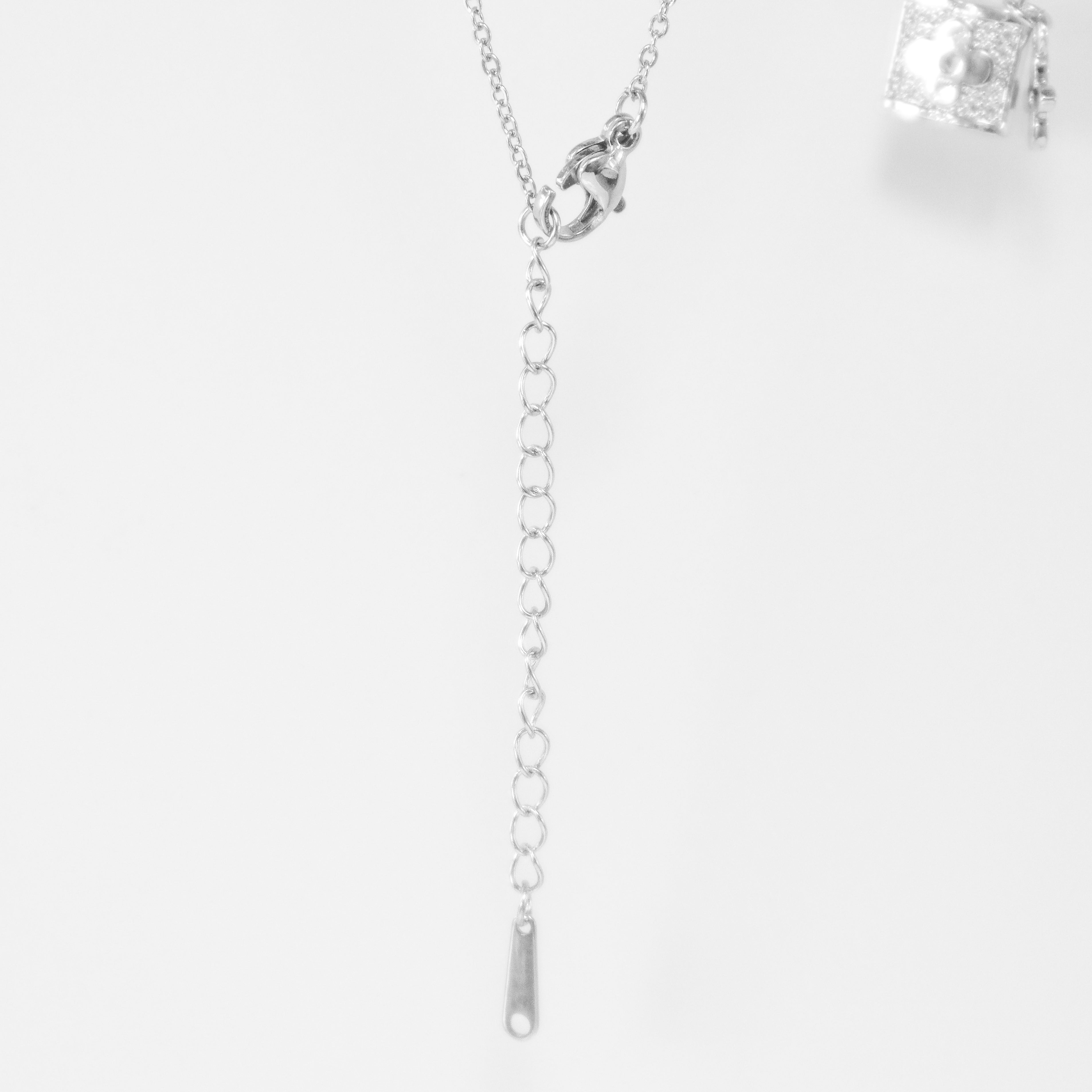 Silver Lock & Key Clover Necklace