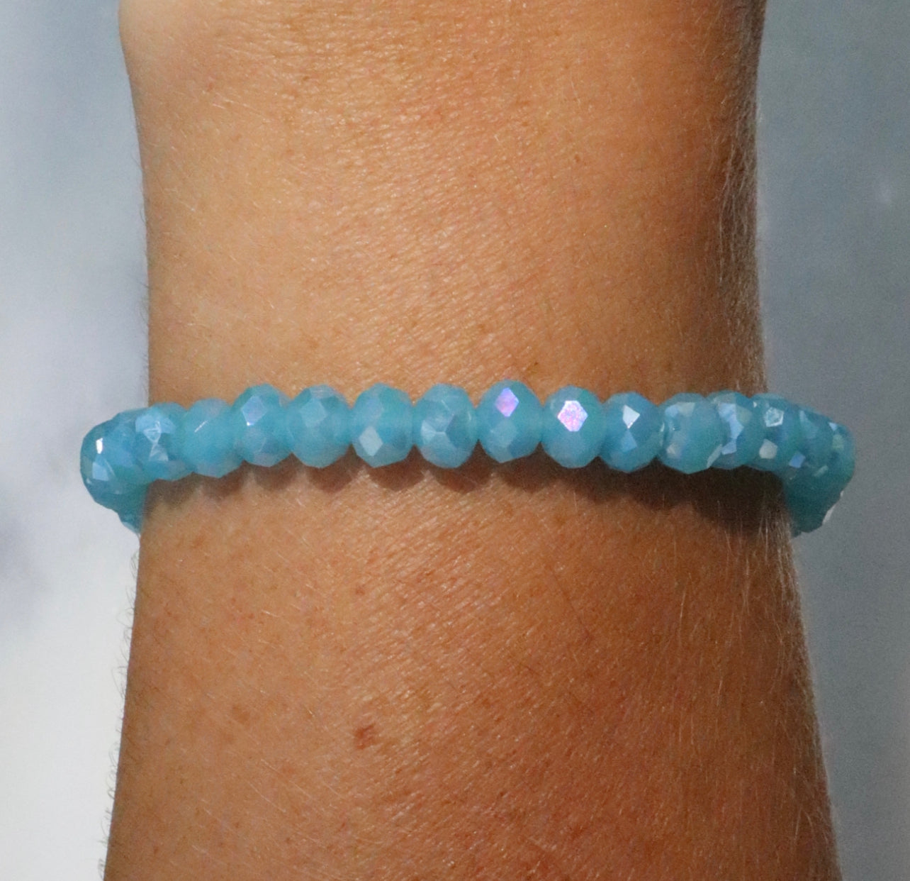 Multi Blue & White Gold Clay Bracelet