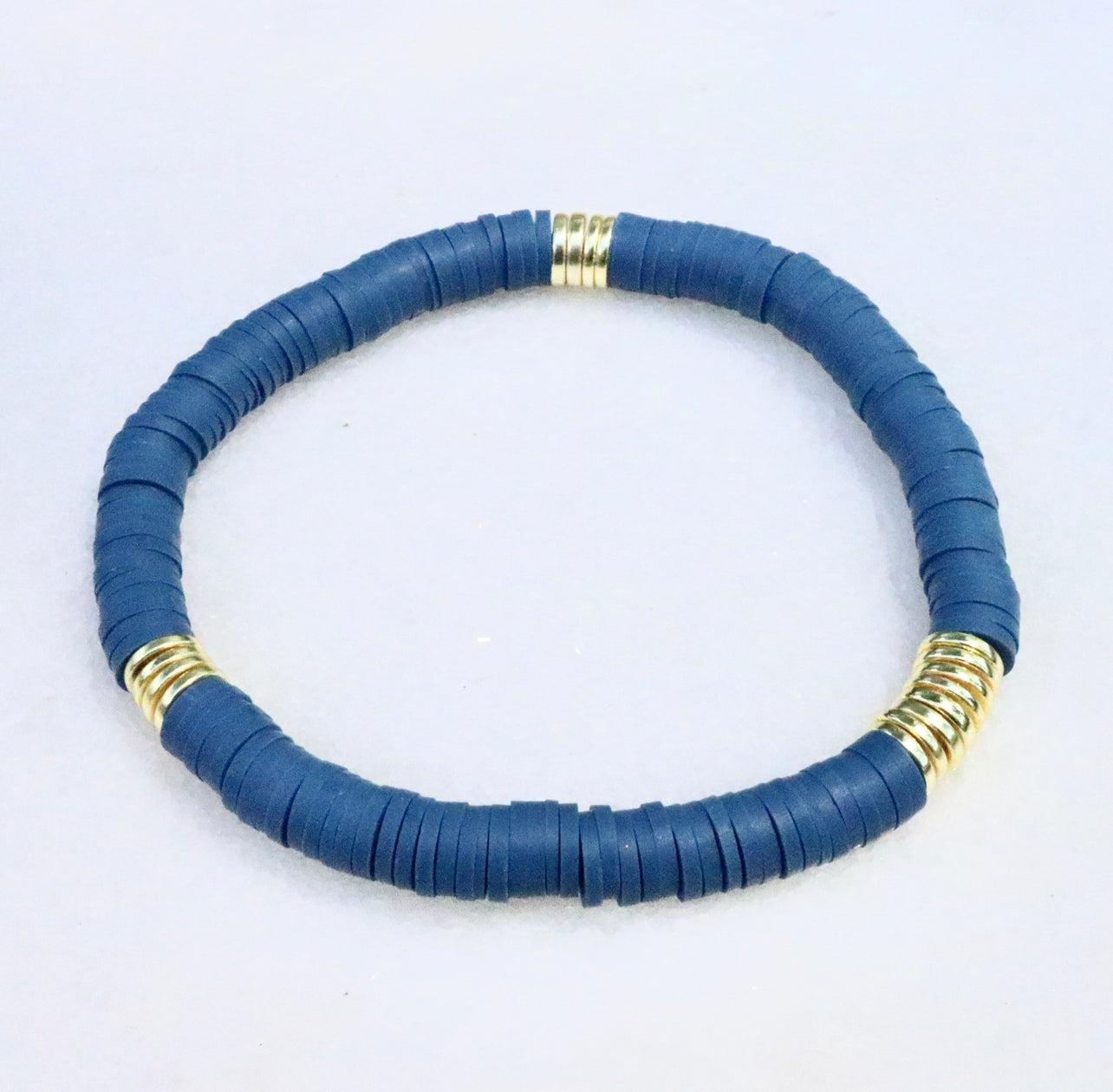 Navy Blue & Gold Clay Bracelet