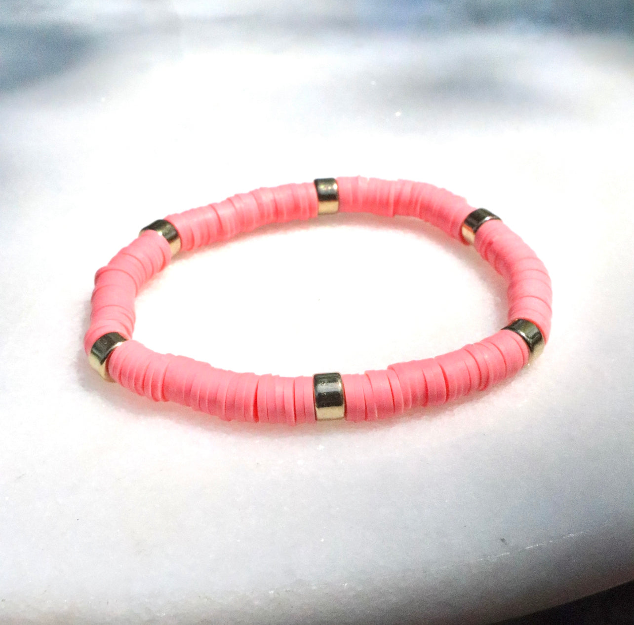Pink & Gold Clay Bracelet