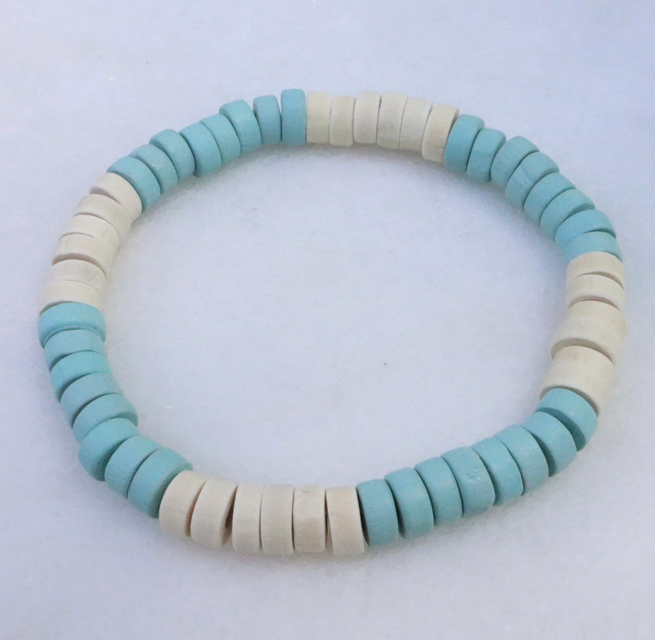Blue & White Hawaii Wooden Bracelet