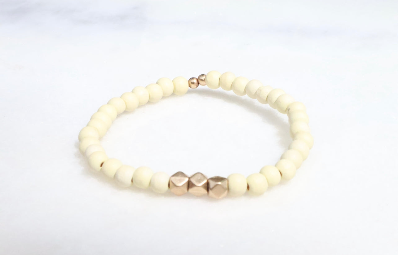 Pale Yellow Wooden Bracelet
