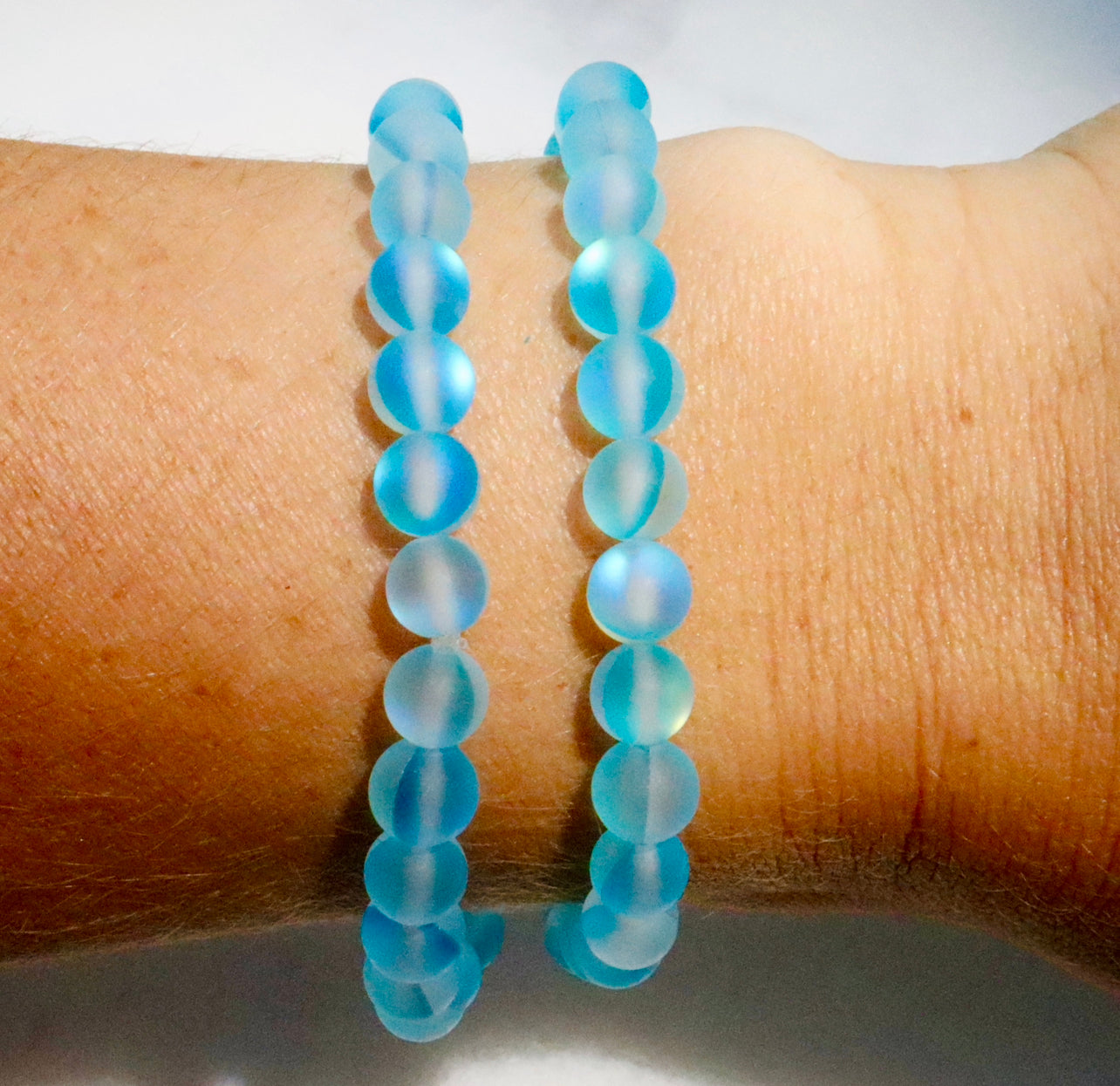 Iridescent Blue Mermaid Bead Bracelet