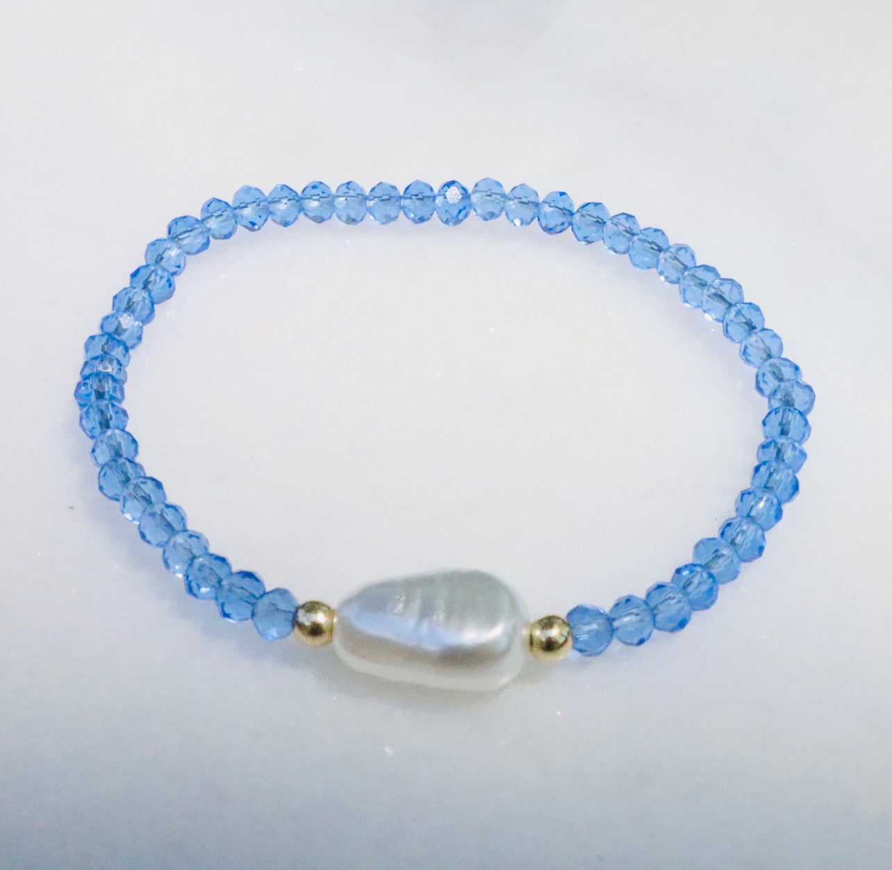 Blue Crystal & Pearl Bracelet