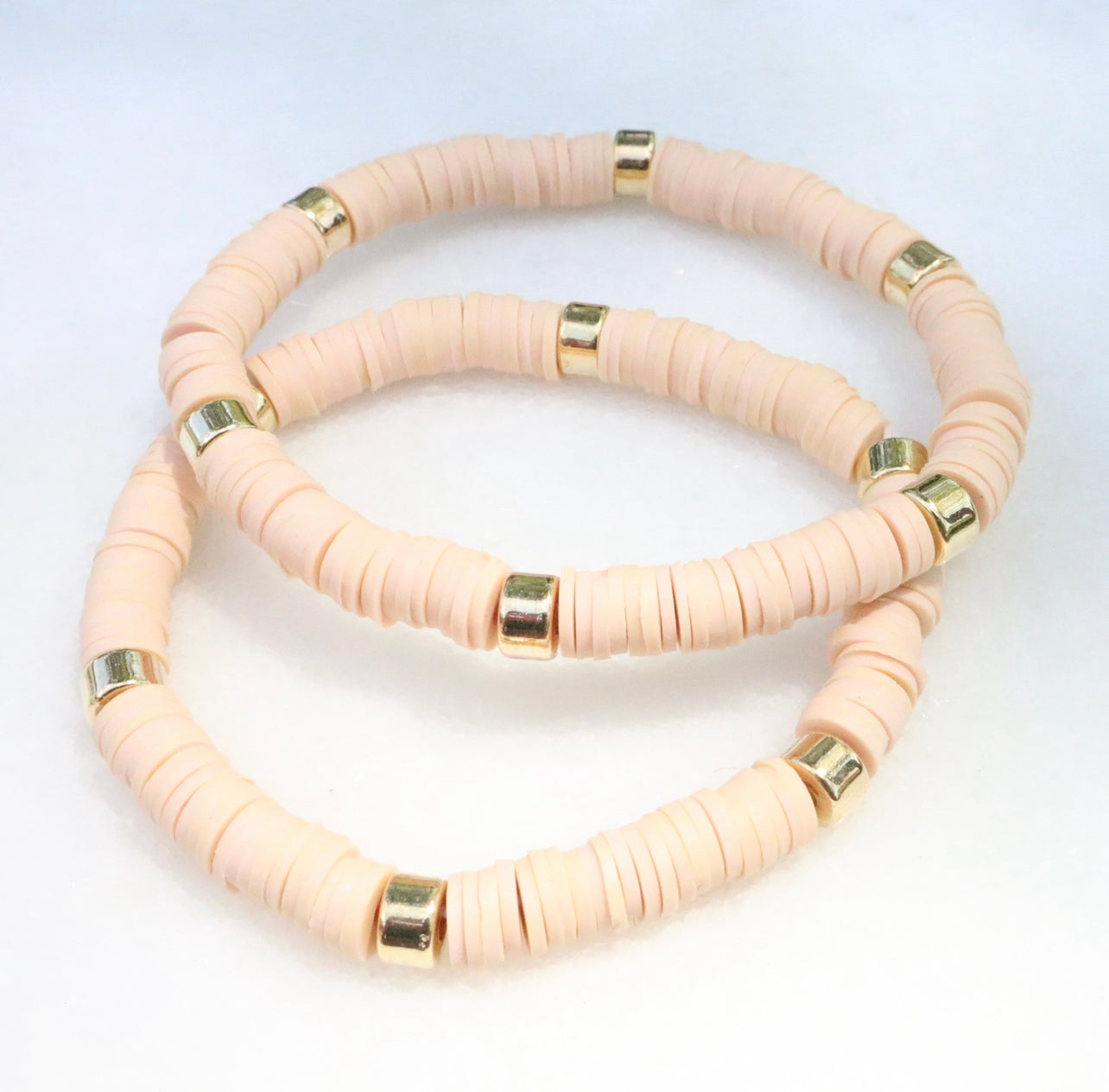 Tan & Gold Clay Bracelet