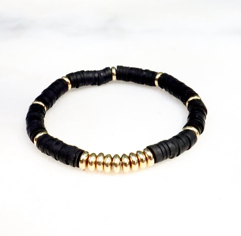 Black & Gold Clay Bracelet