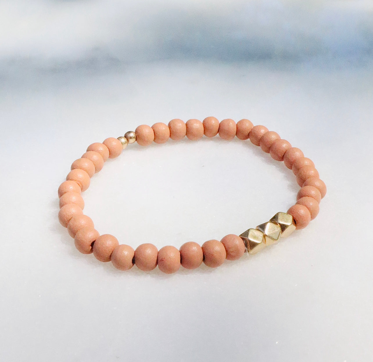 Mauve Pink Wooden Bracelet