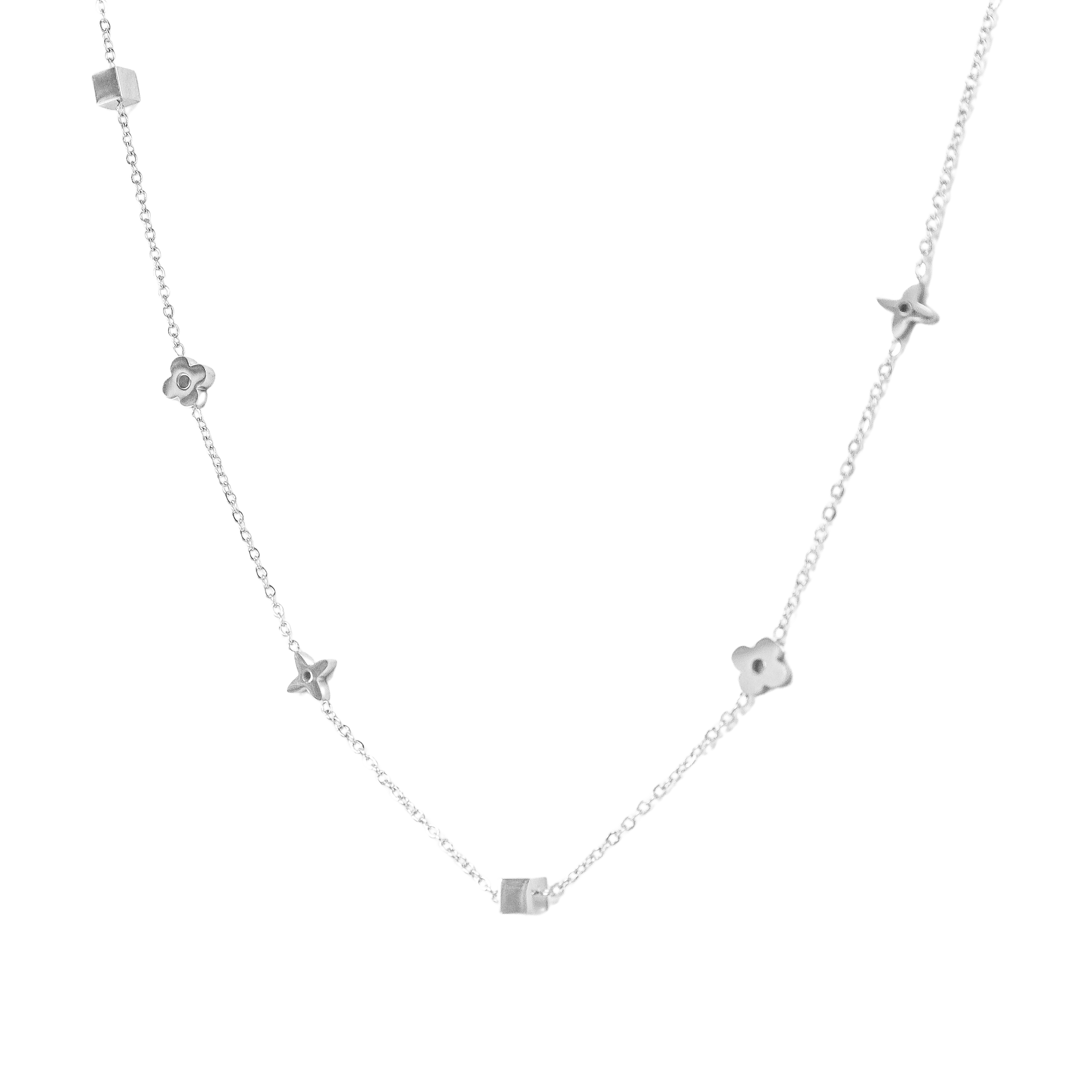Silver Clover Flower Necklace