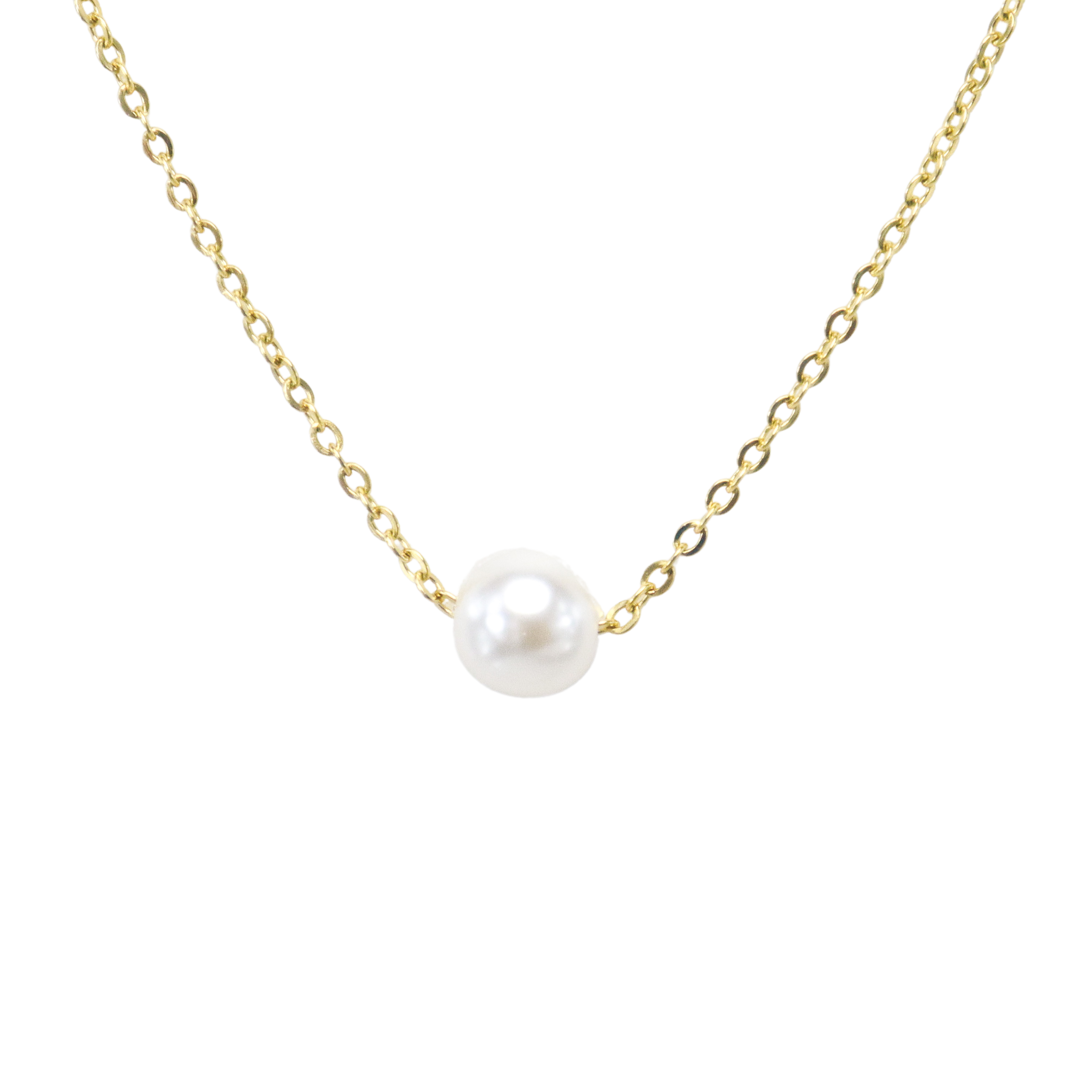 Gold Pearl Cable Chain Necklace