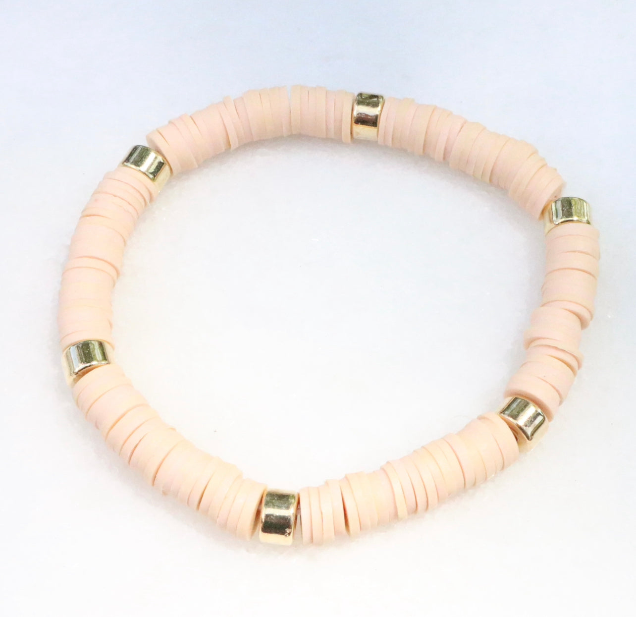 Tan & Gold Clay Bracelet