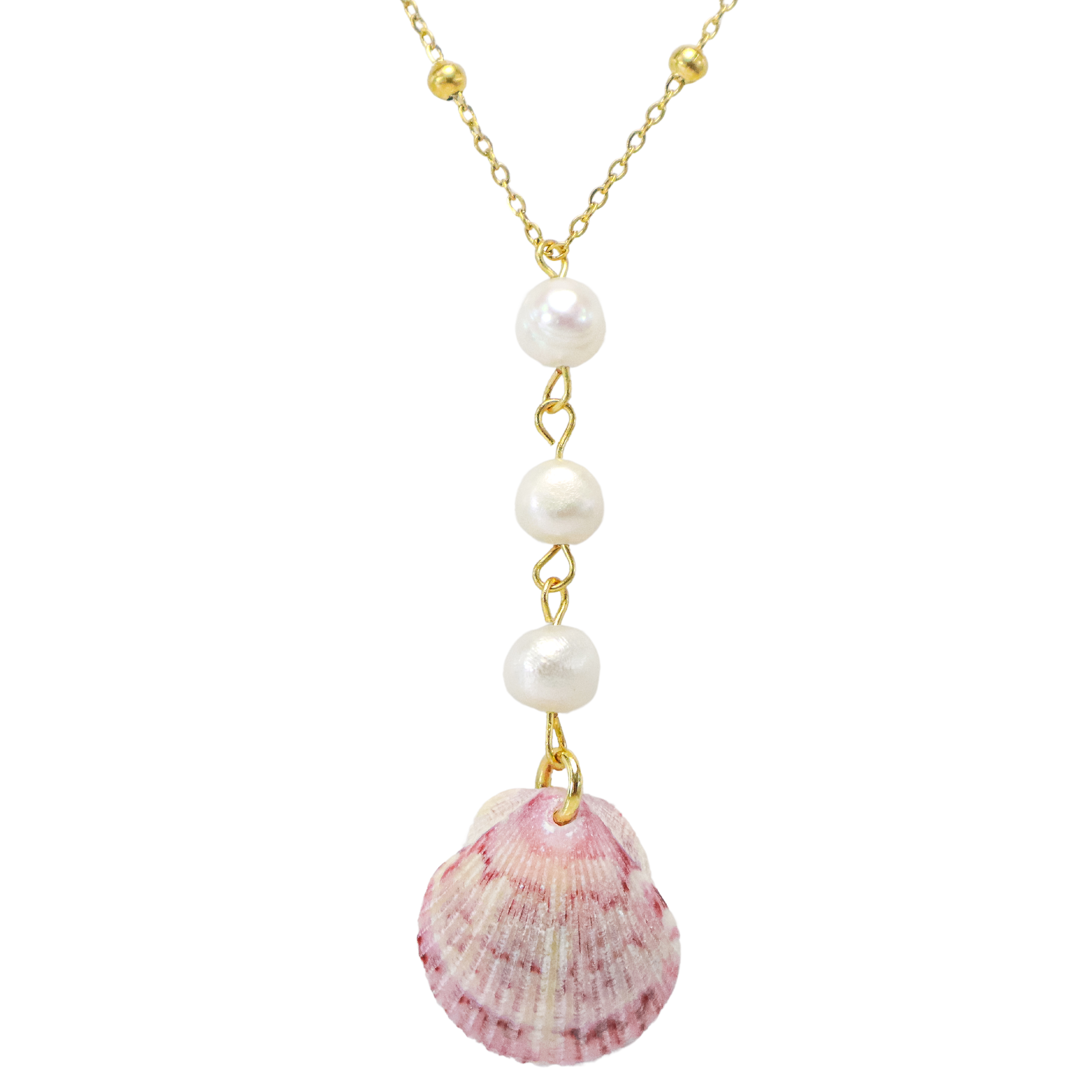 Lauren’s Pearl & Scallop Shell Lariat Necklace