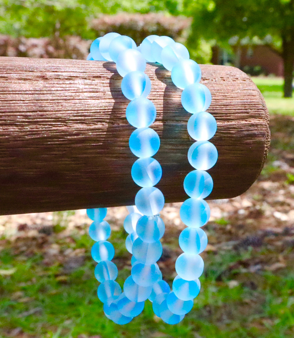 Iridescent Blue Mermaid Bead Bracelet