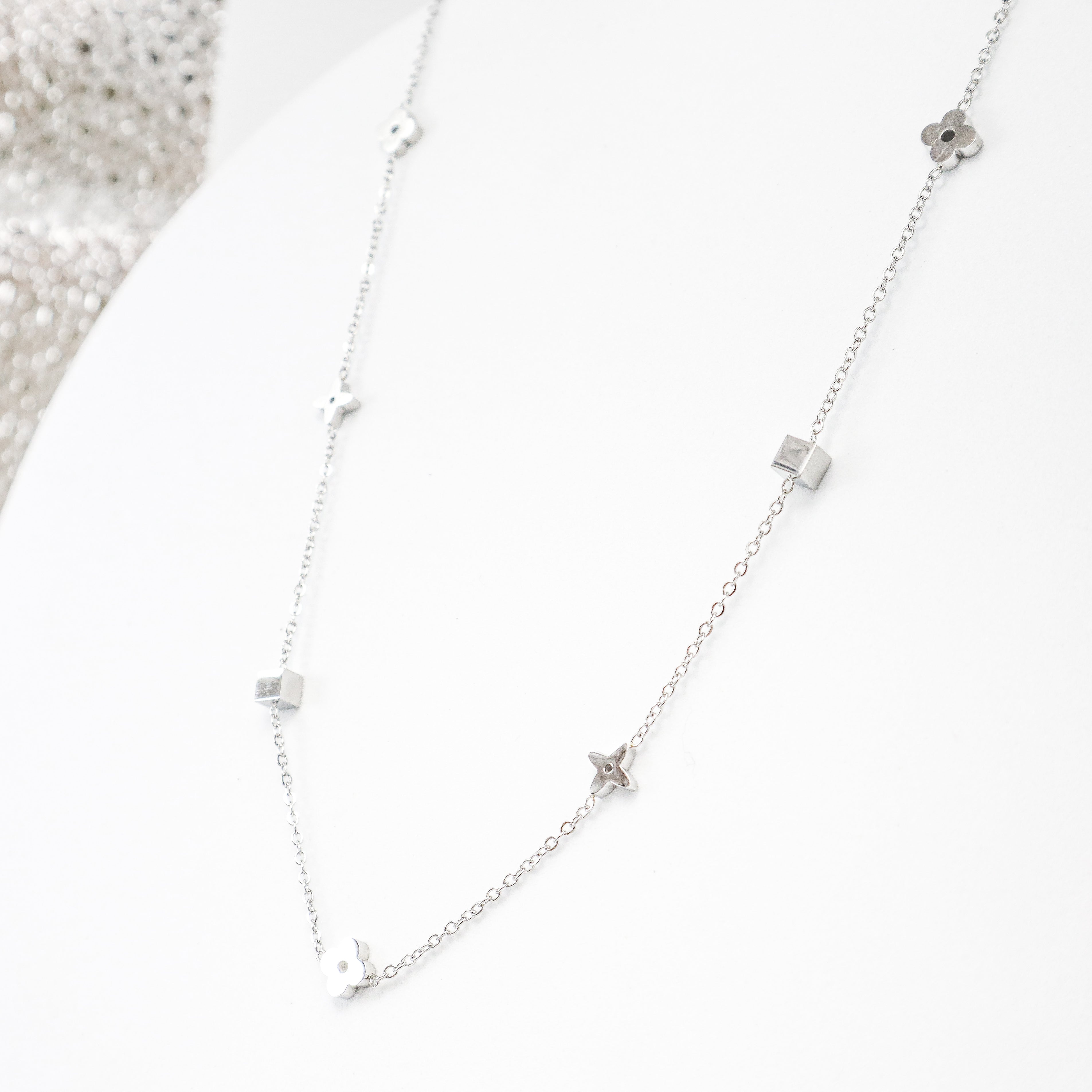 Silver Clover Flower Necklace