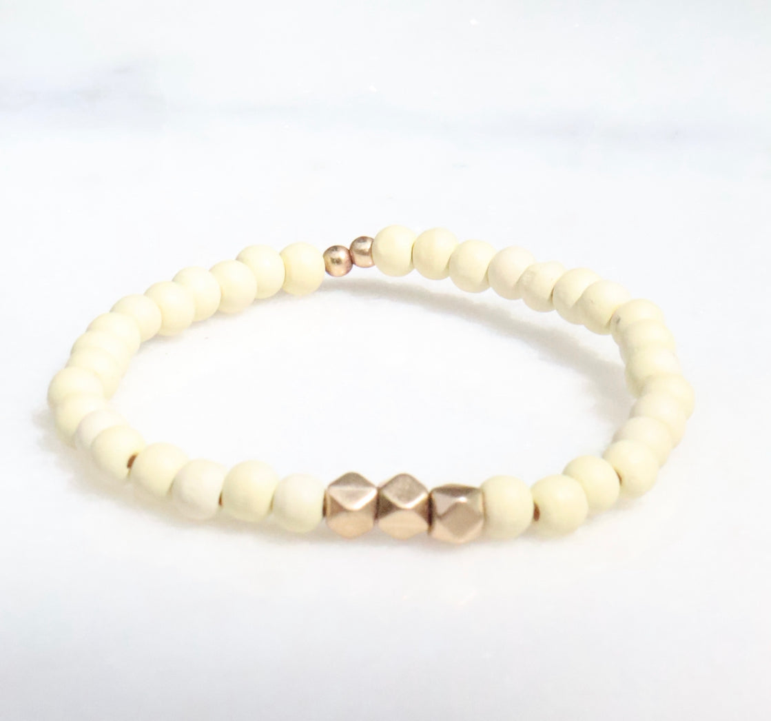 Pale Yellow Wooden Bracelet