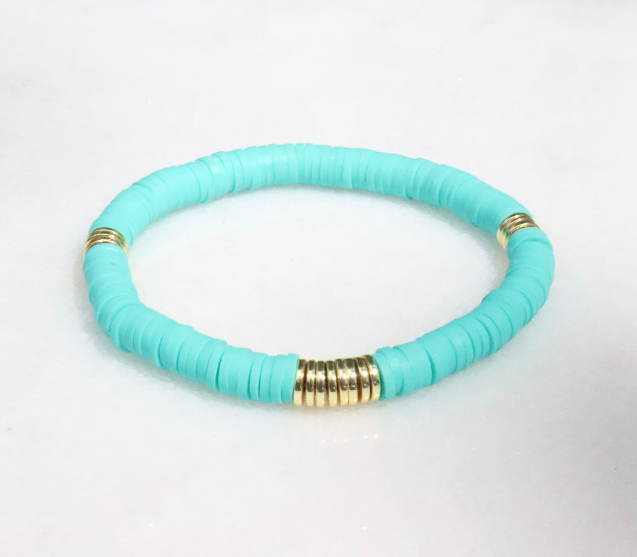 Teal & Gold Clay Bracelet