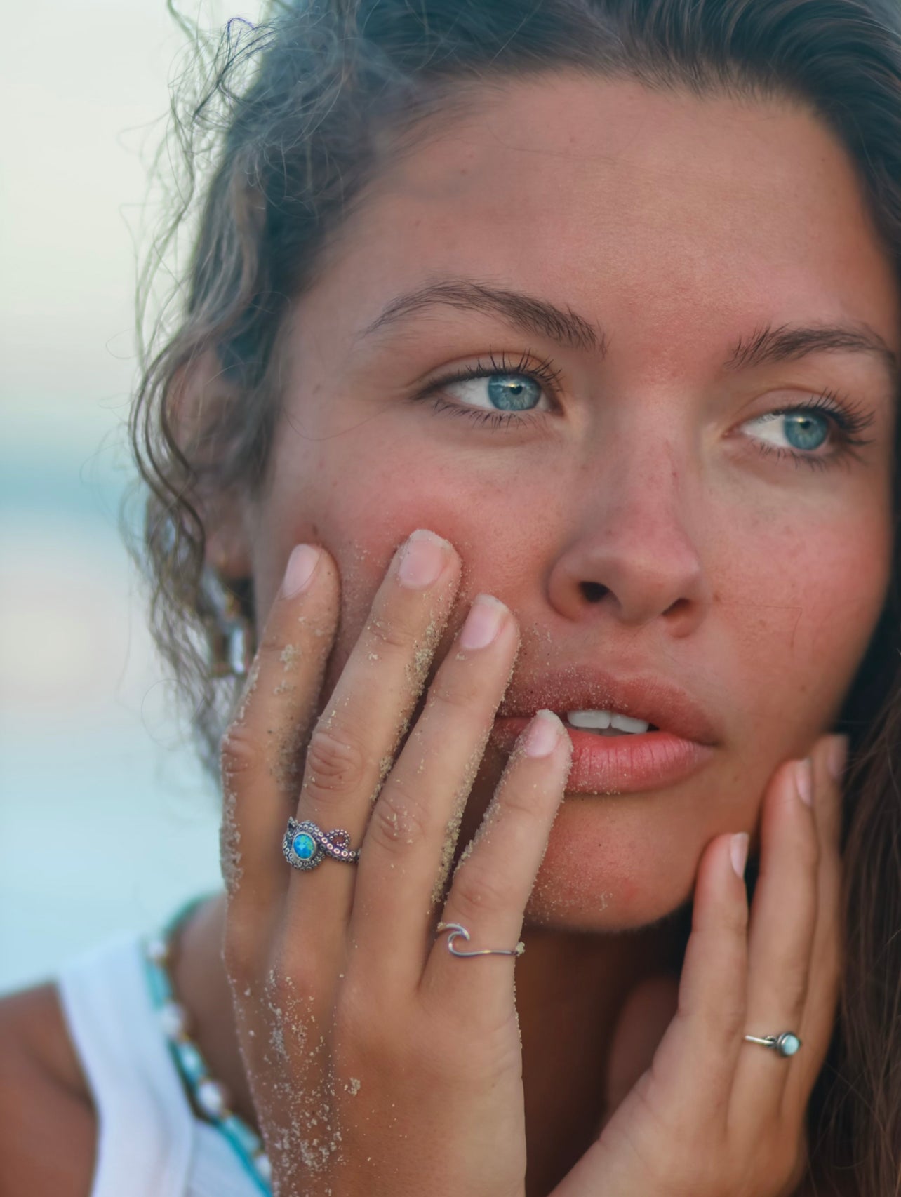 Blue Opal Octopus Sterling Silver Ring