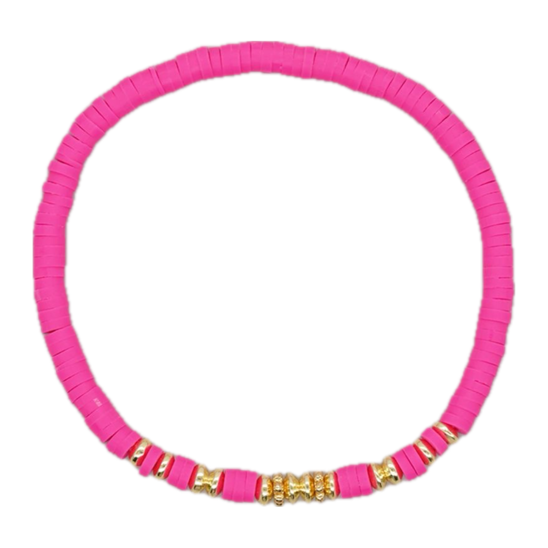 Skinny Hot Pink Clay Bracelet