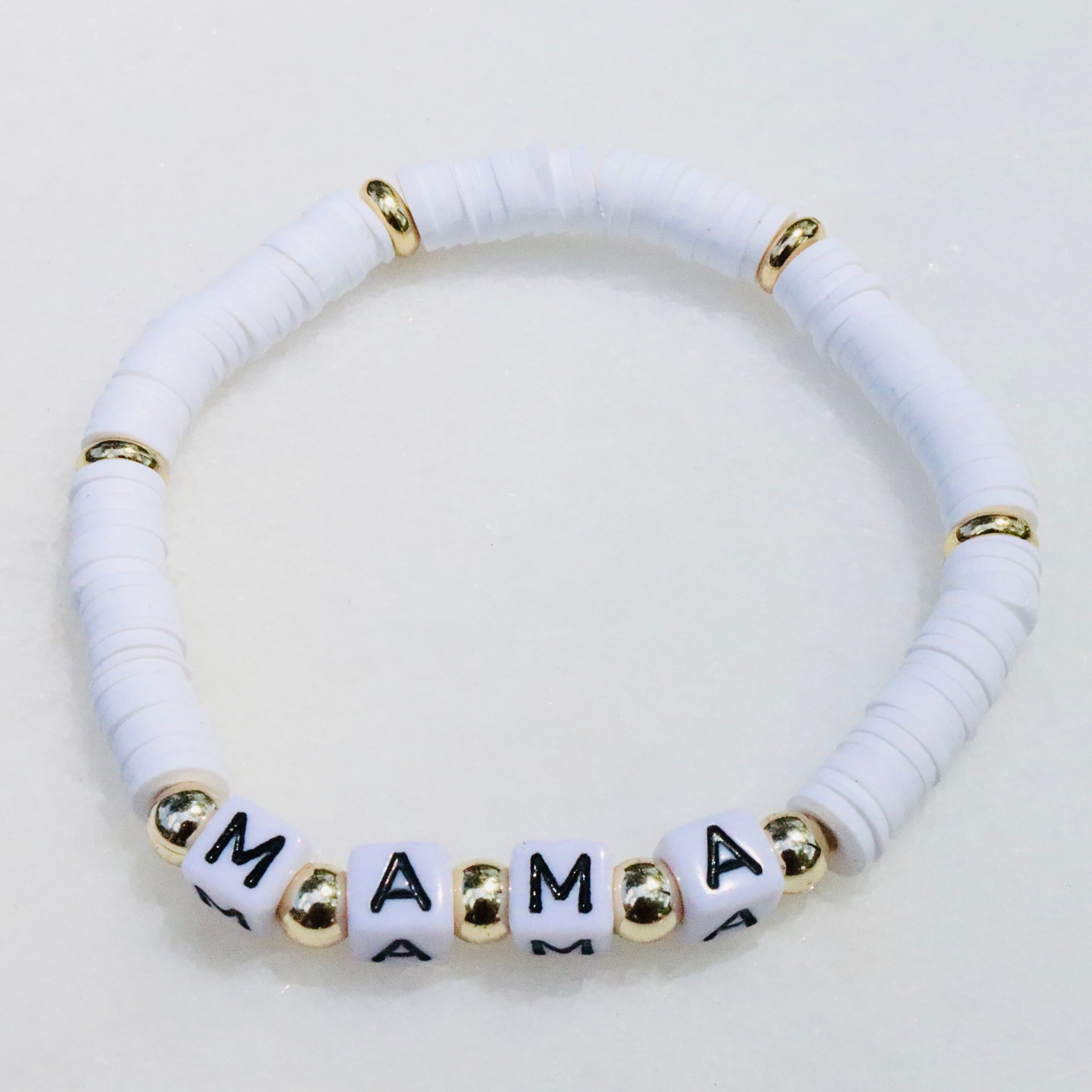 Mama White Clay Word Bracelet