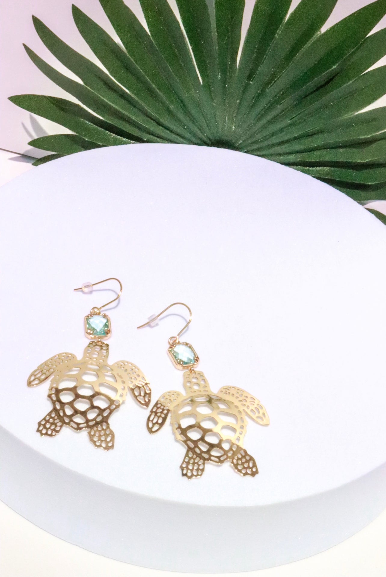 Caribbean Blue & Gold Sea Turtle Earrings