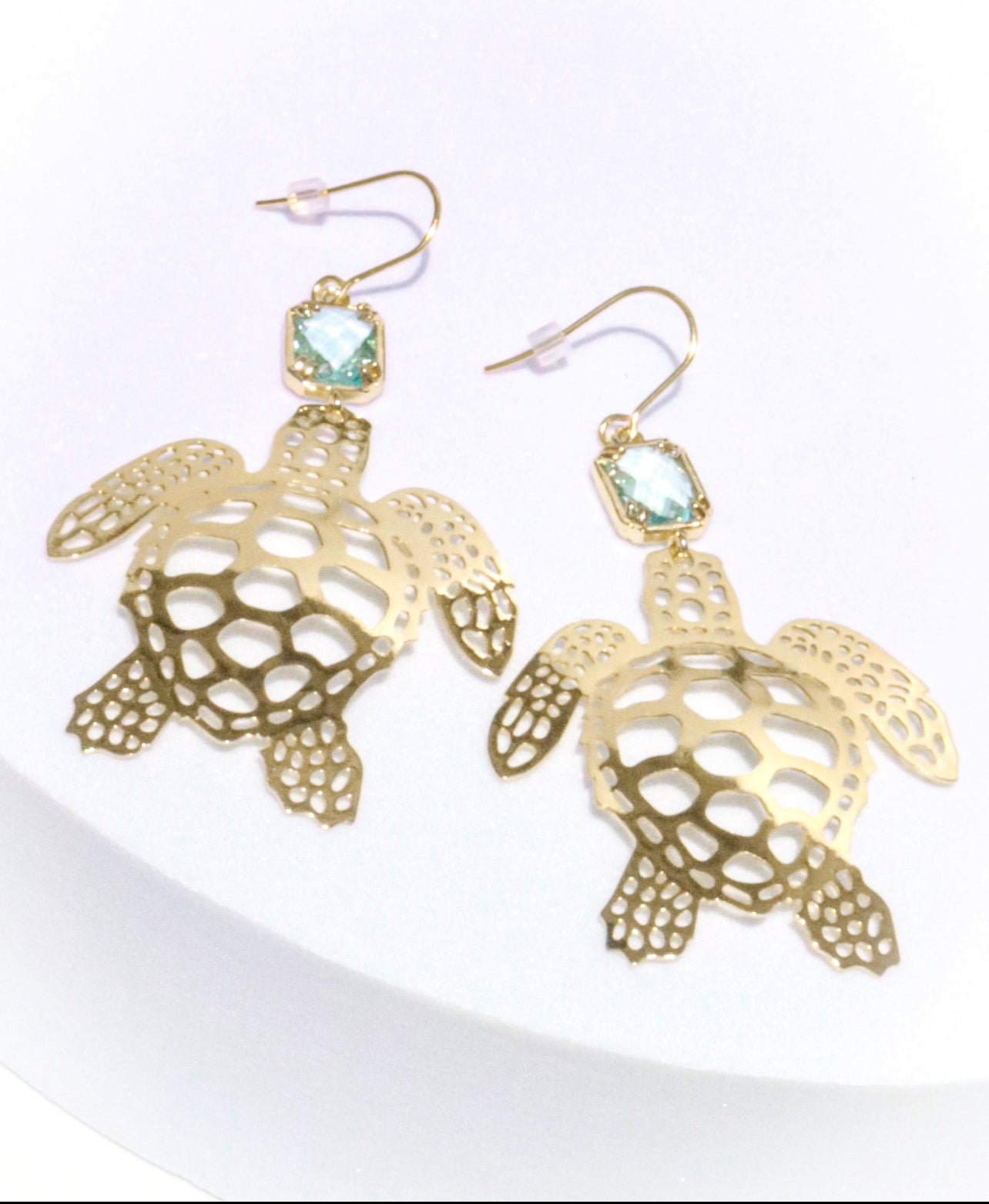 Caribbean Blue & Gold Sea Turtle Earrings