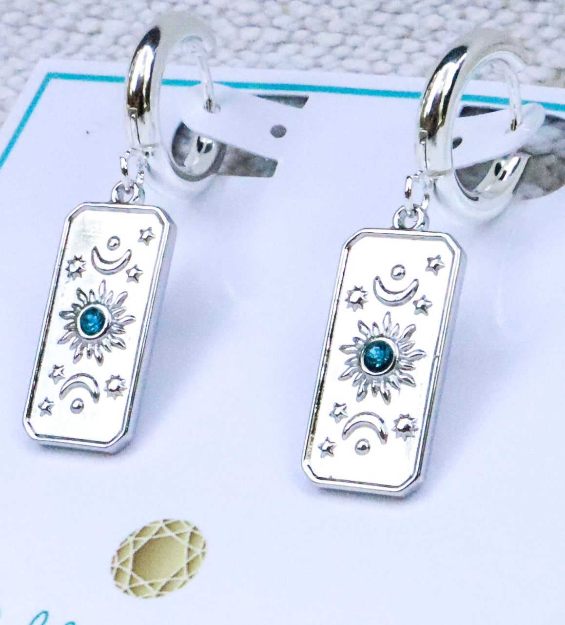 Silver Stainless Steel Moon & Sun Earrings