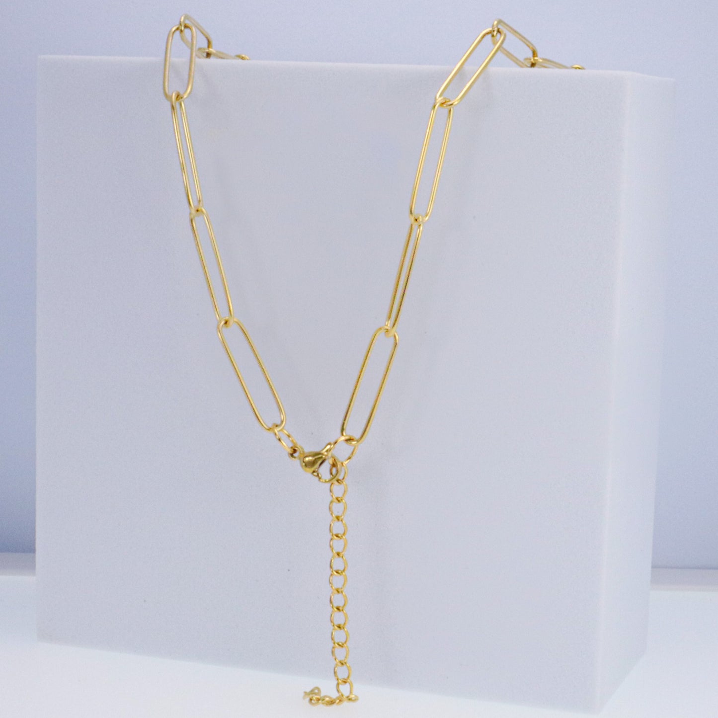 Natural Agate Gemstone Bead Staple Chain Necklace