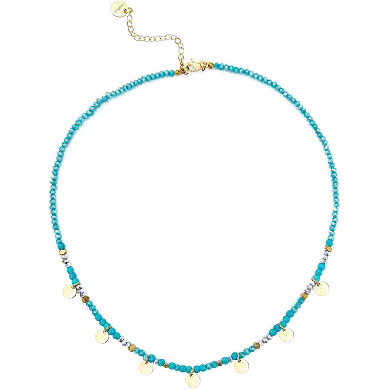 Turquoise & Gold Crystal Necklace
