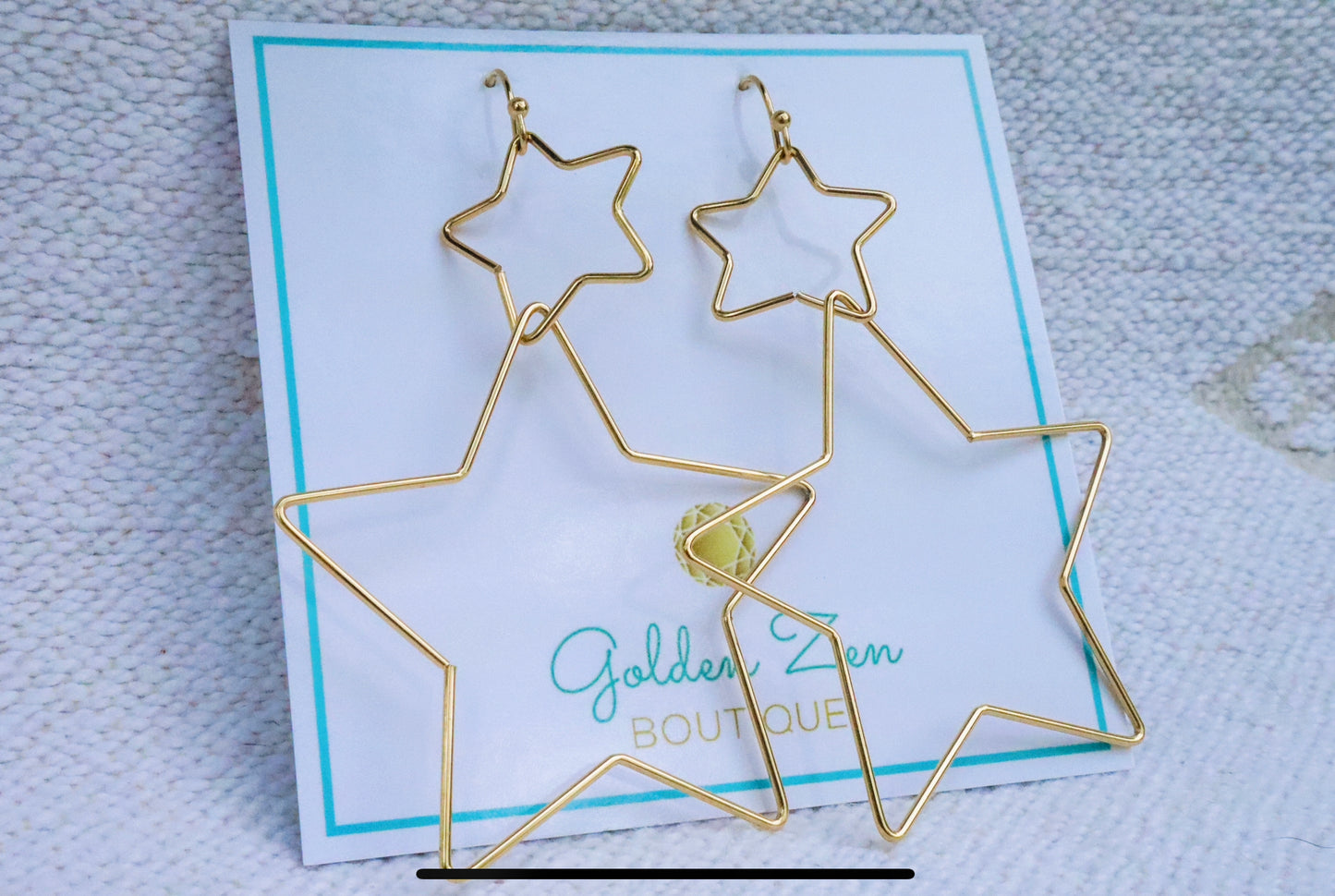 Gold Stainless Steel Star Statement Earrings
