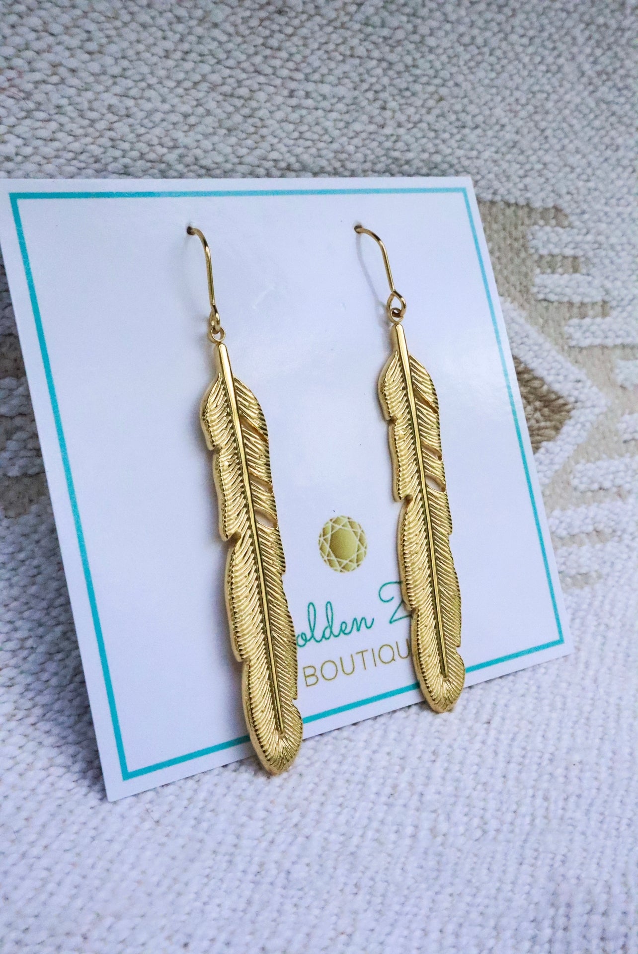Gold Feather Earrings