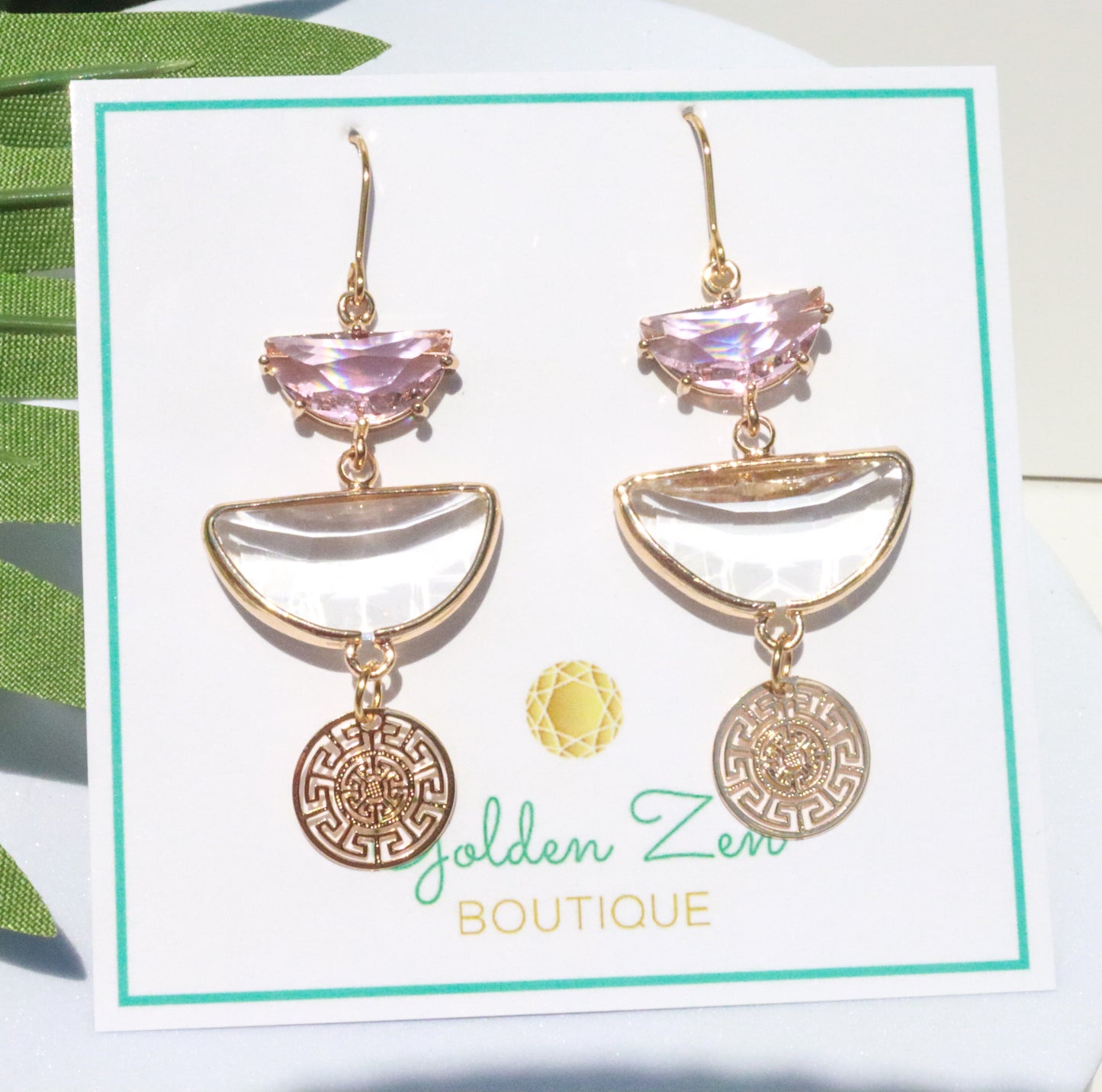 Elegant Pink Crystal Statement Earrings