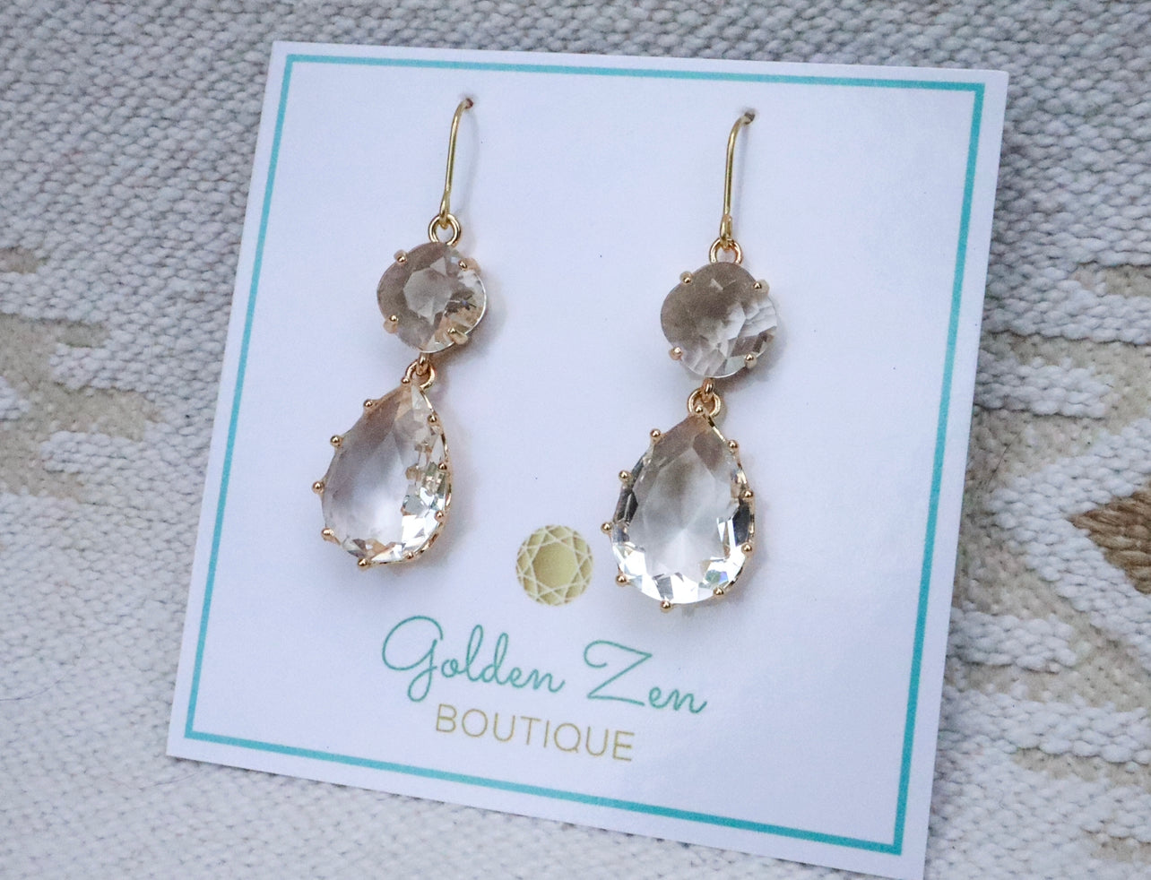 Gold & Glass Crystal Dangle Earrings