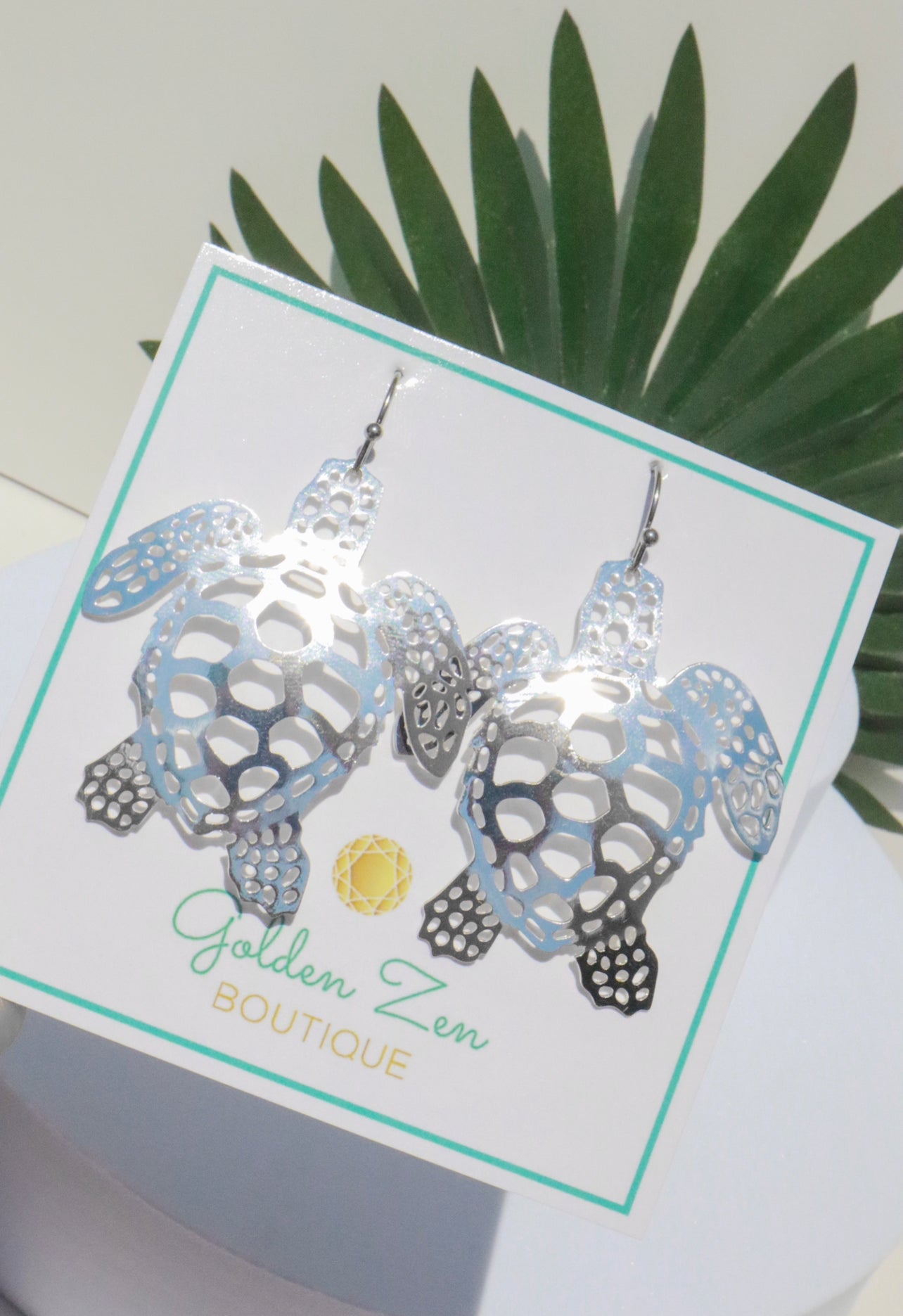 Silver Sea Turtle Earrings