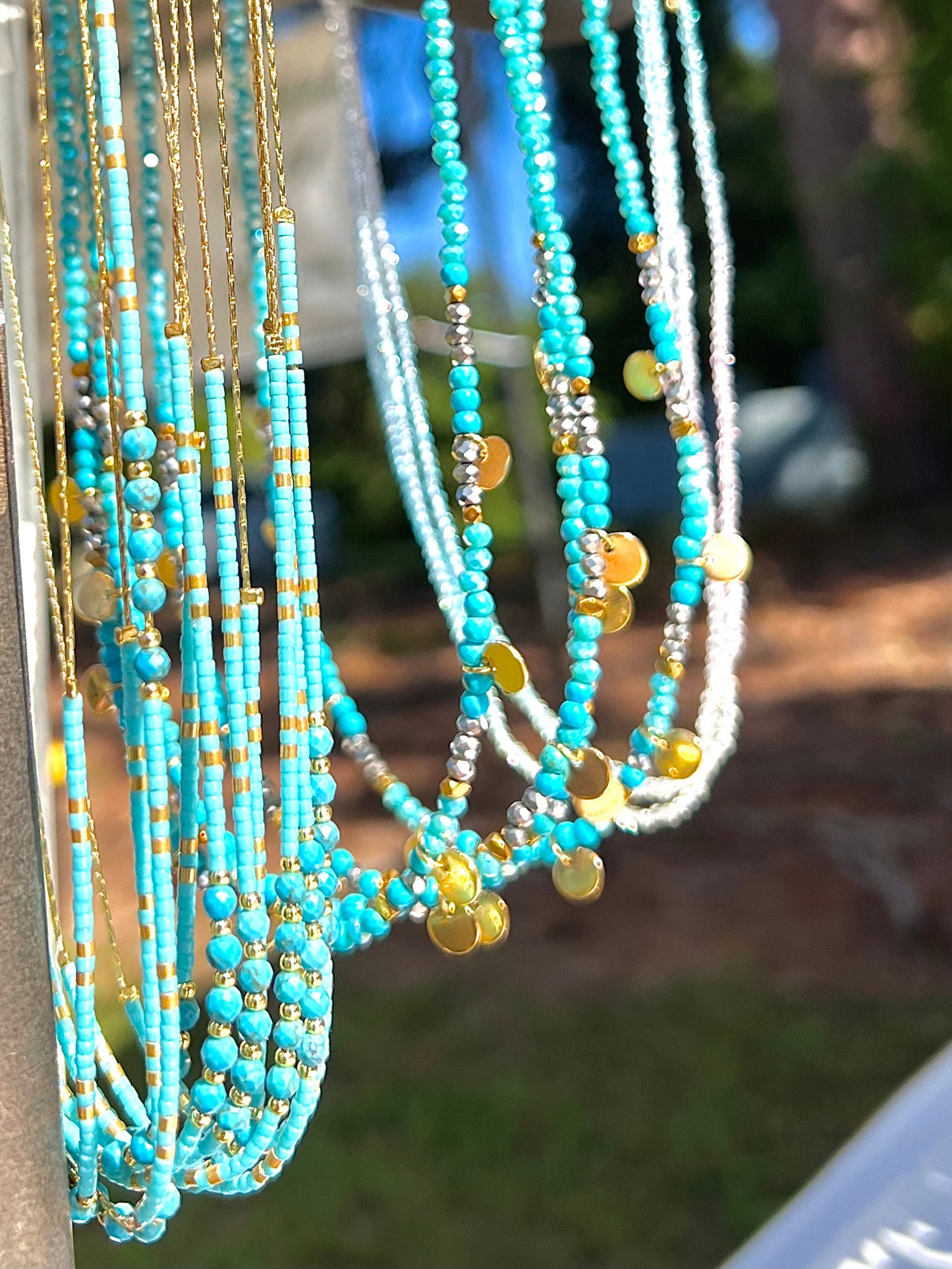 Turquoise & Gold Crystal Necklace