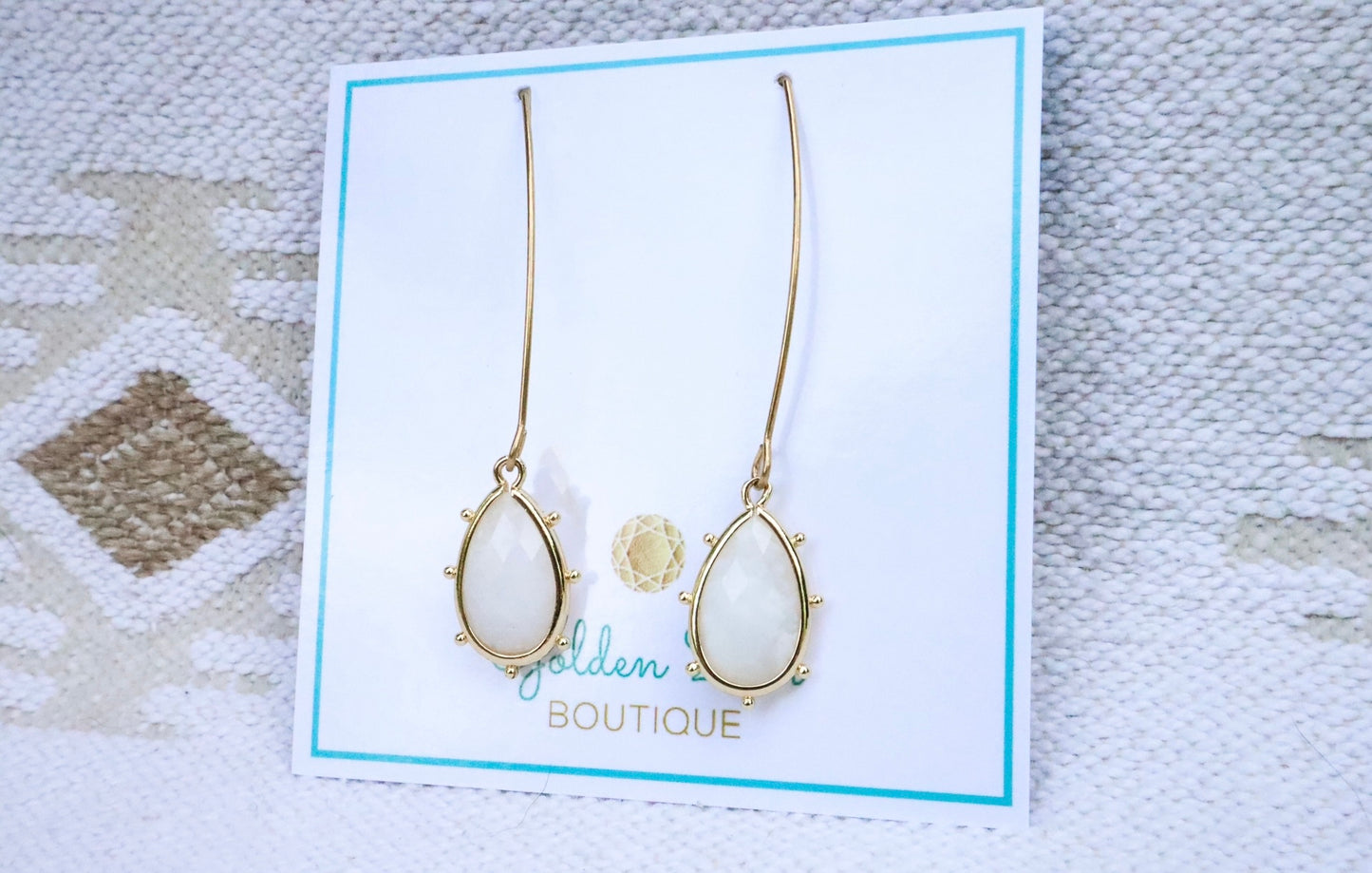 Genuine Quartz & Gold Drop Earrings