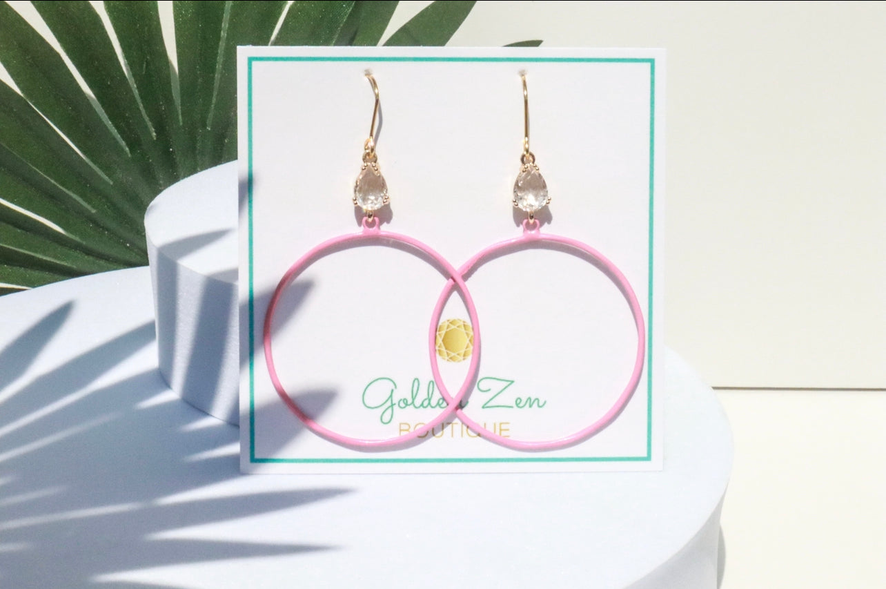 Barbie Pink Crystal Dangle Earrings