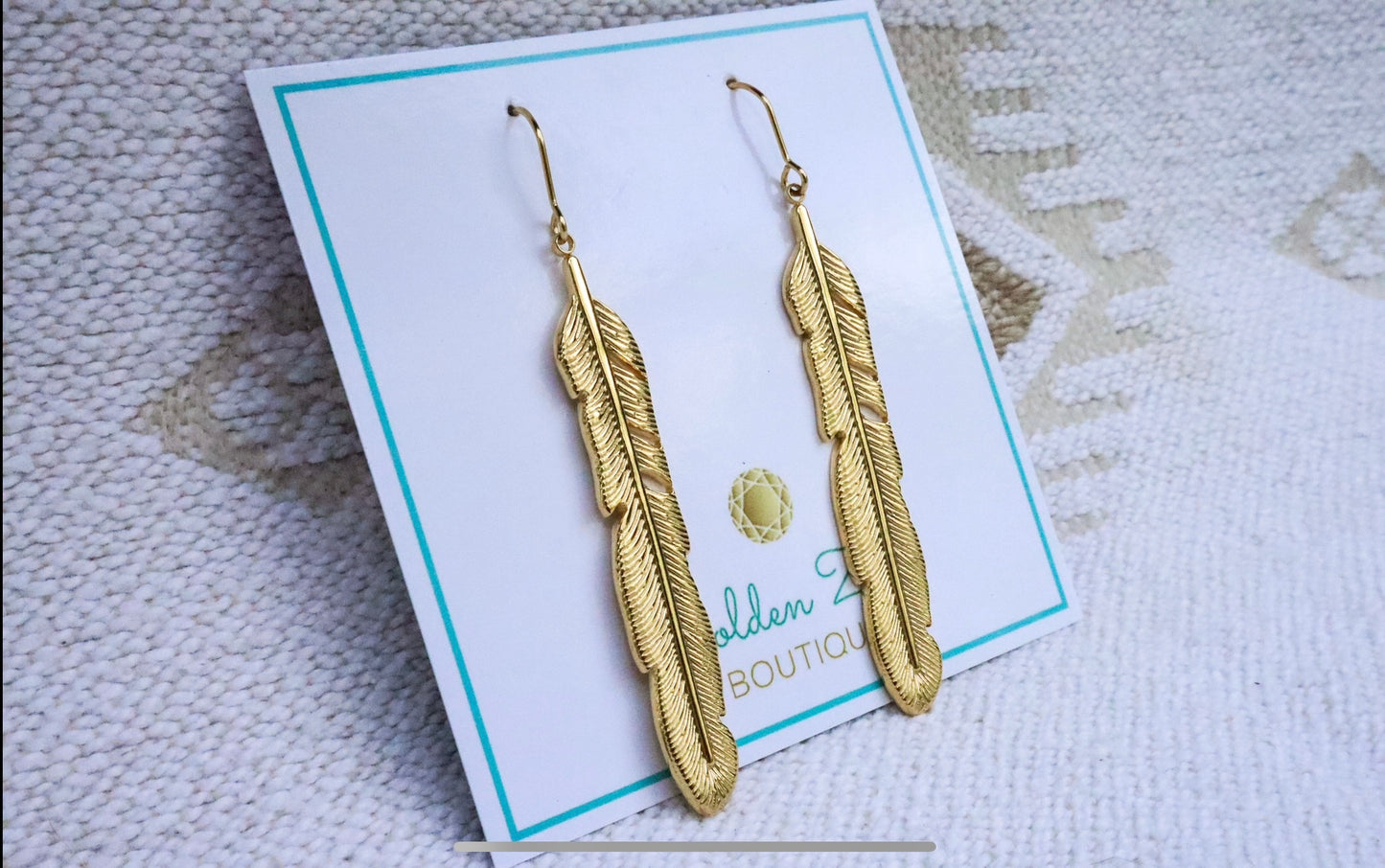 Gold Feather Earrings