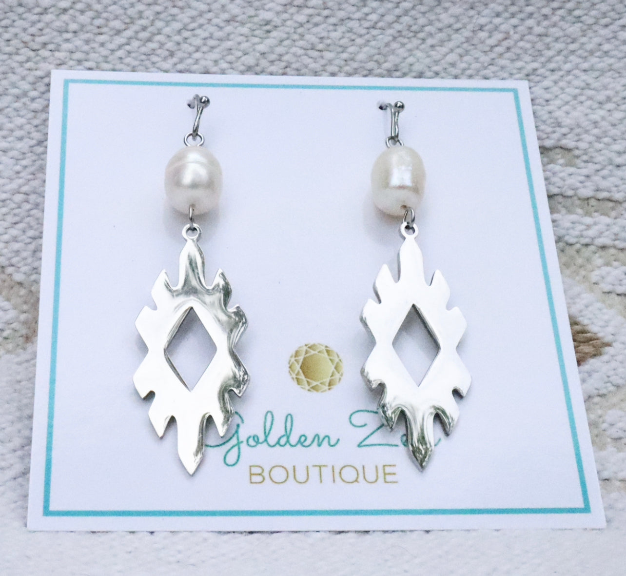Silver South Western Fresh Water Pearl Earrings
