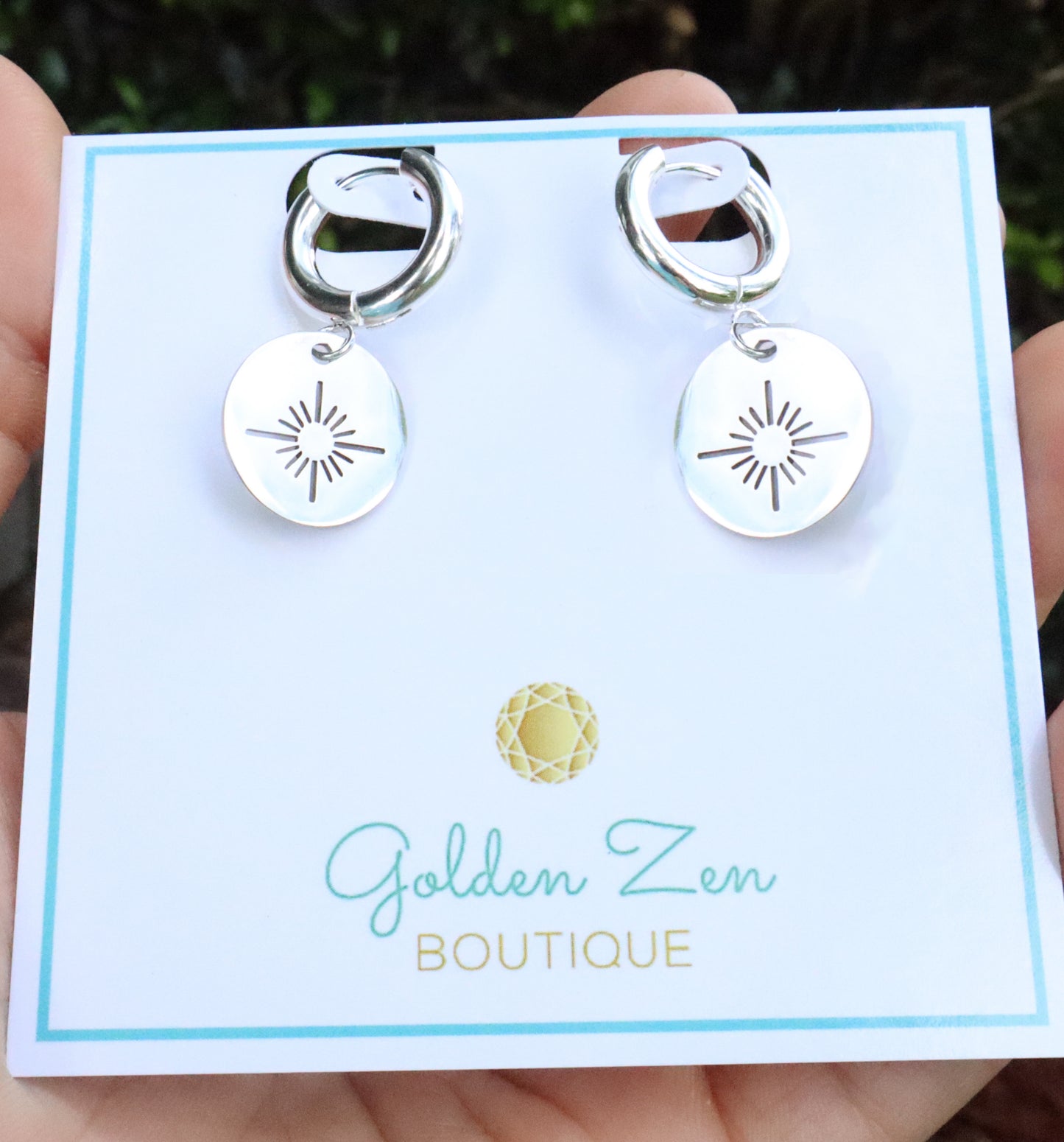 Silver Starburst Hoops