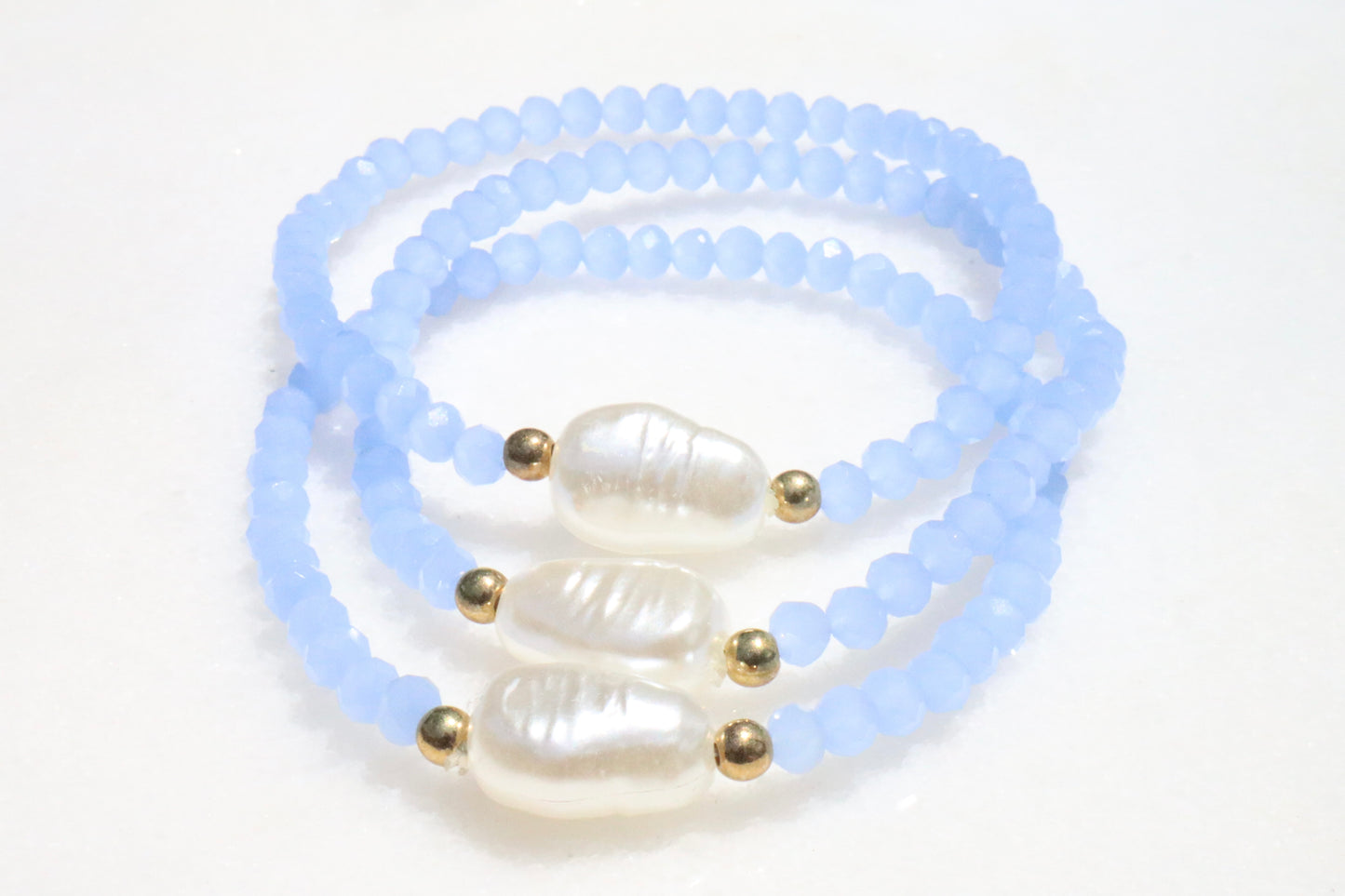 Periwinkle Crystal & Pearl Bracelet