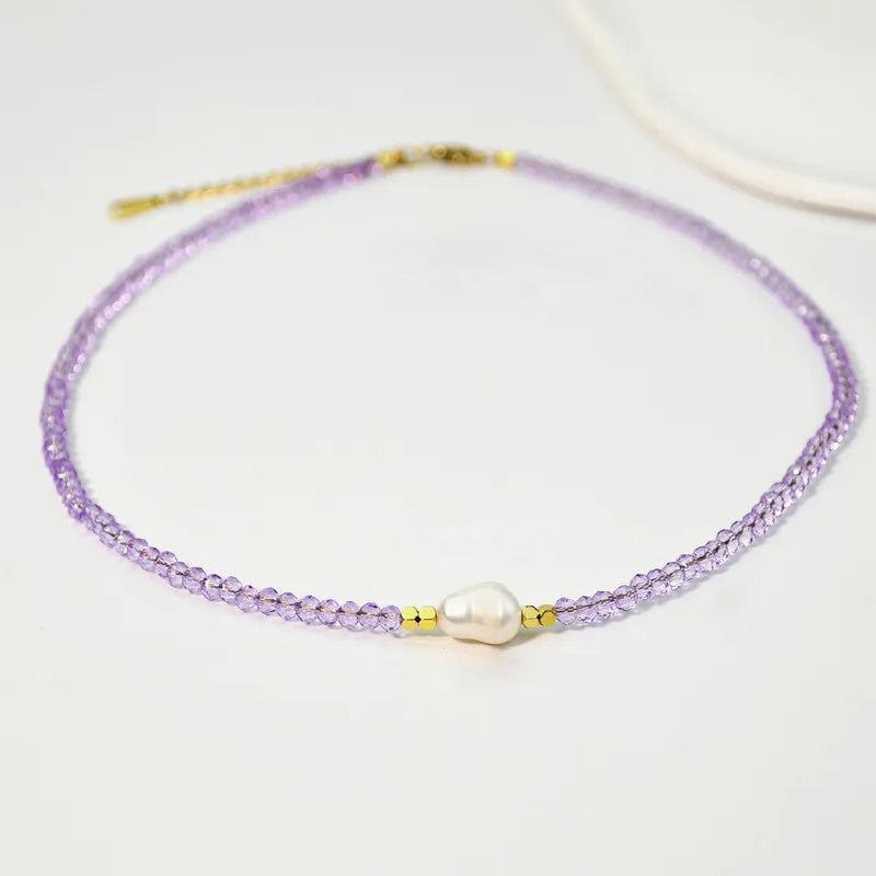 Amethyst Purple Crystal Necklace
