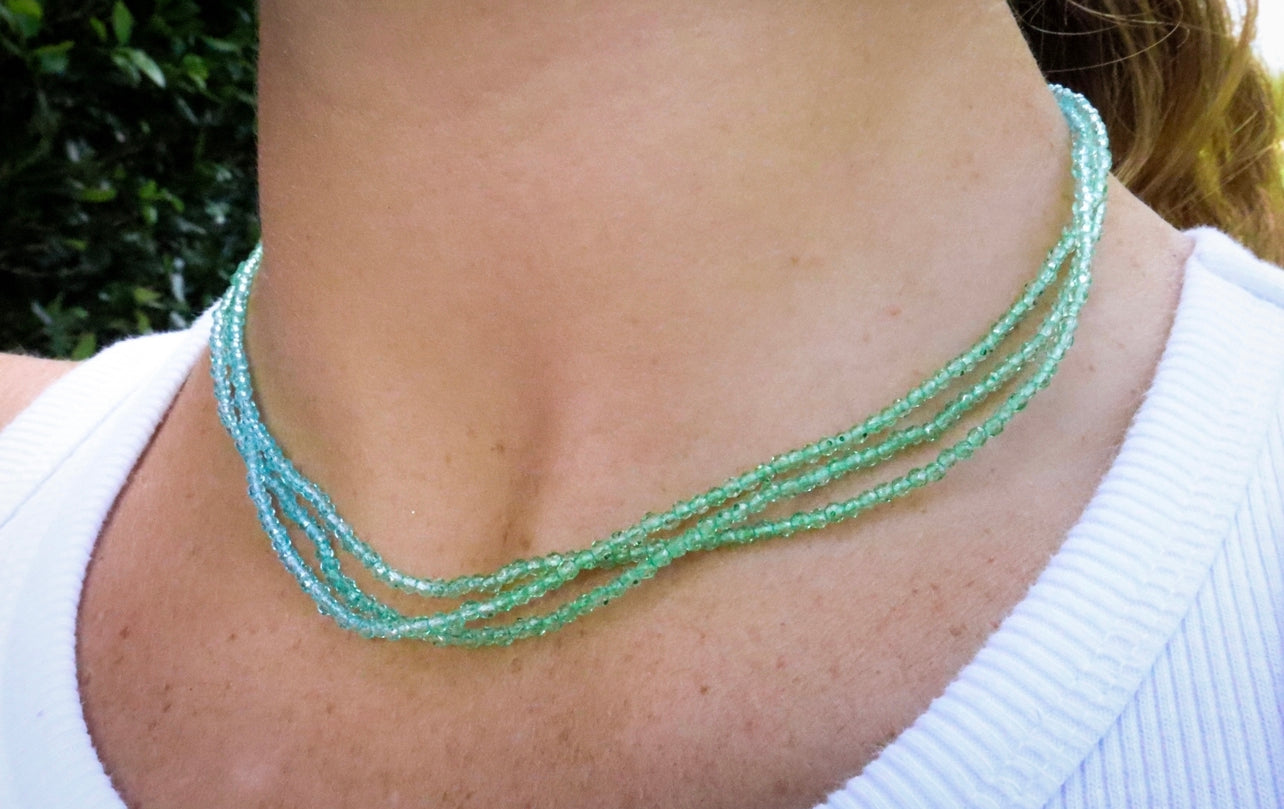 Tri Layer Blue & Green Ombre Crystal Necklace