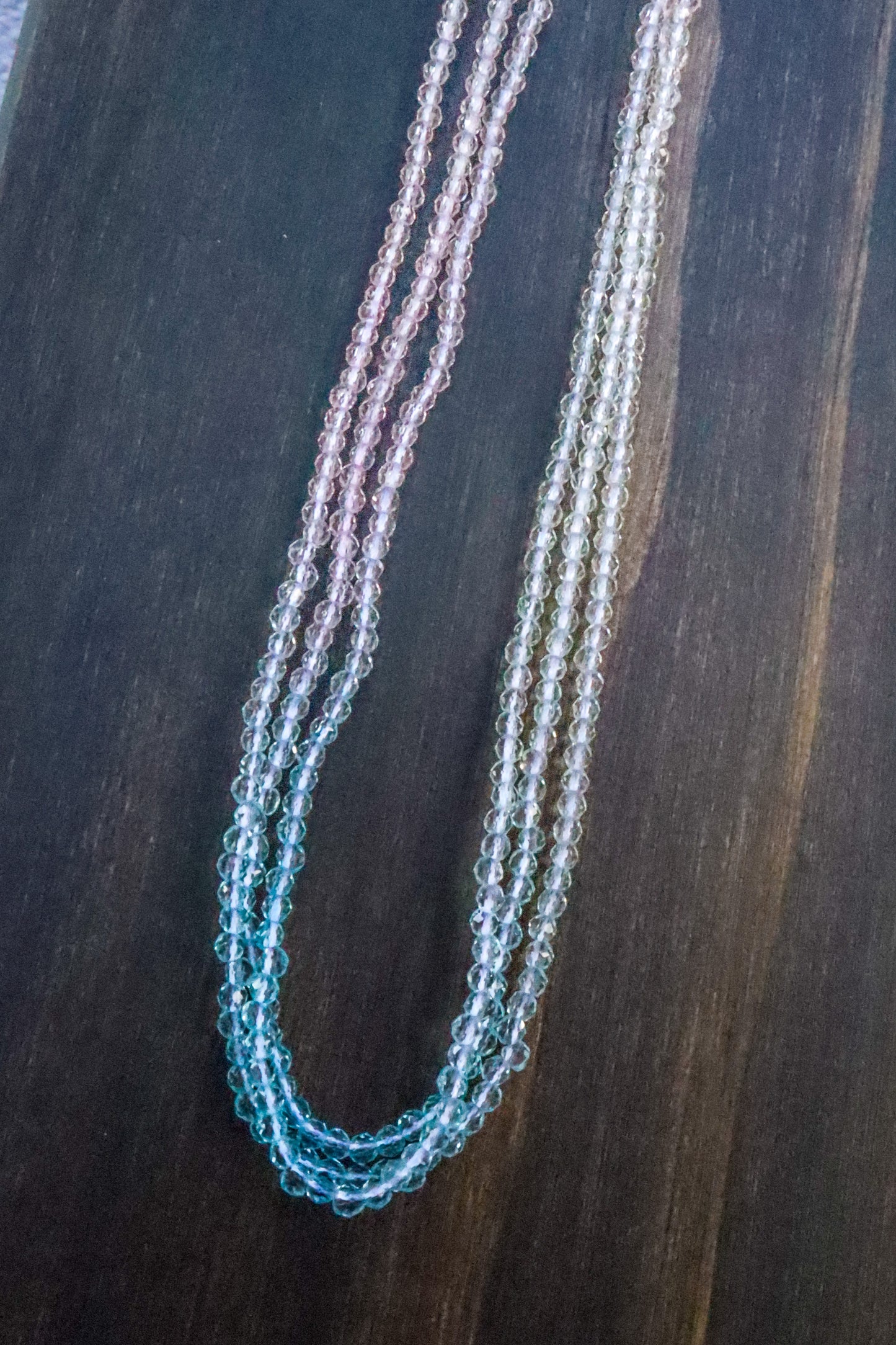 Tri Layer Cotton Candy Pink & Blue Ombre Crystal Necklace