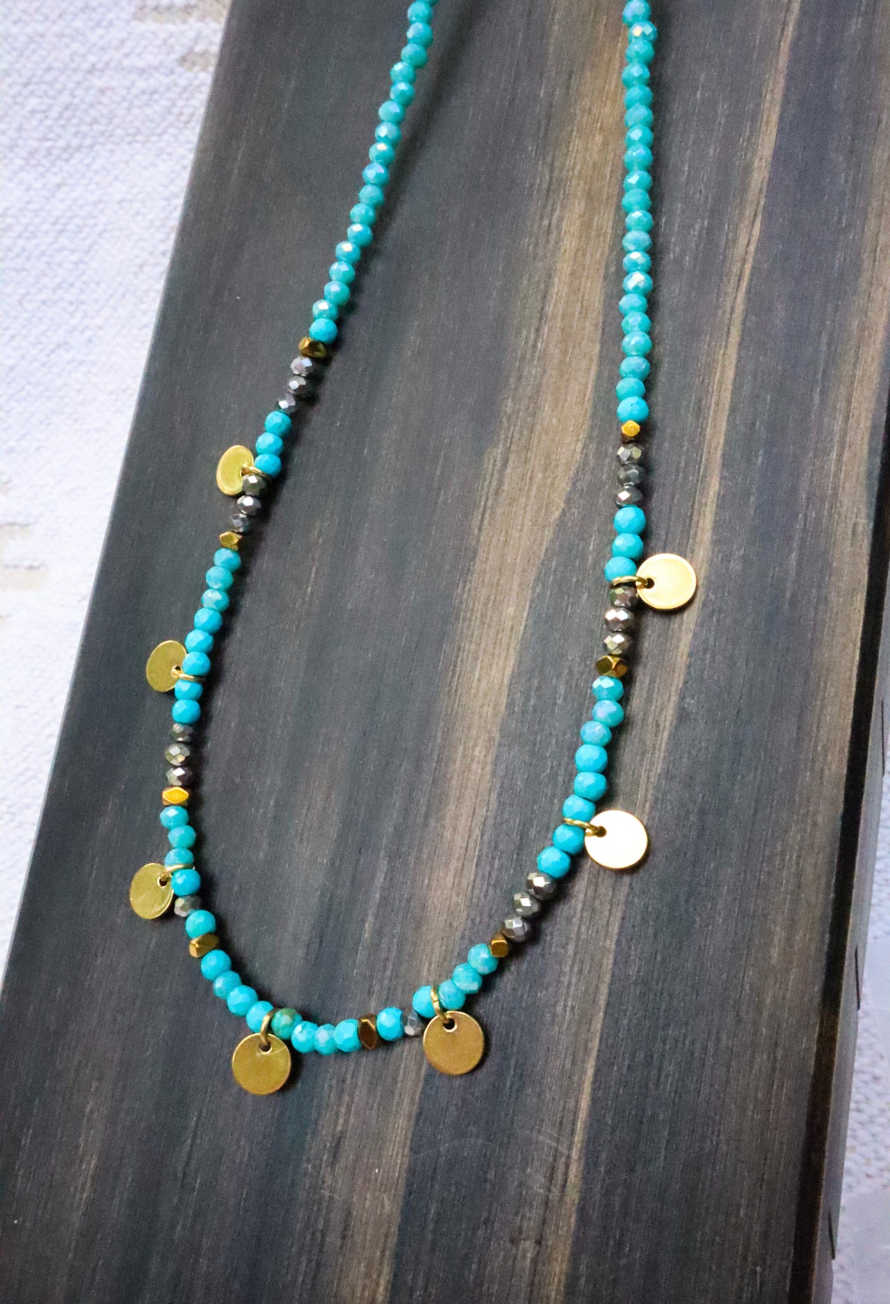 Turquoise & Gold Crystal Necklace