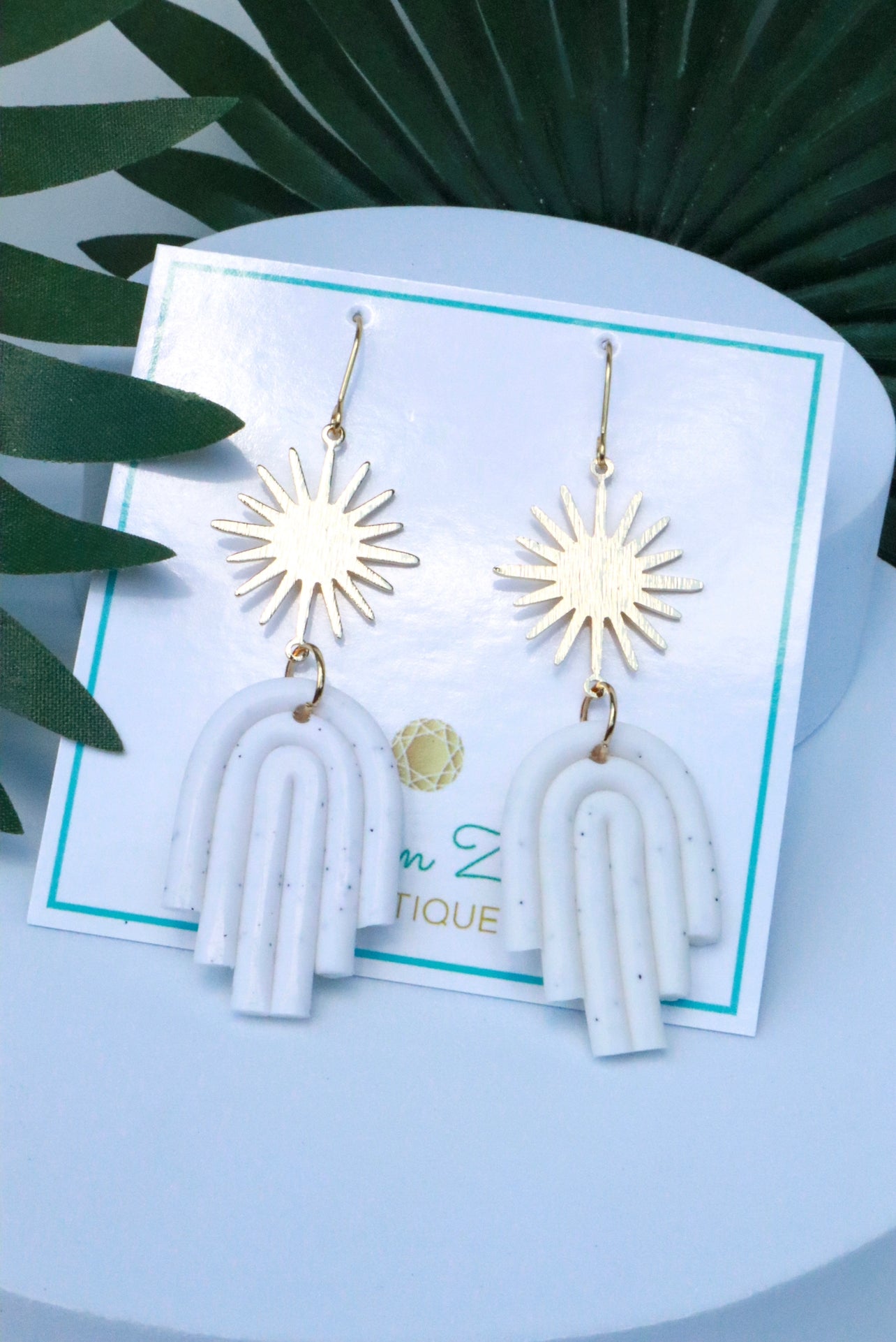 Golden Sun White Clay Earrings