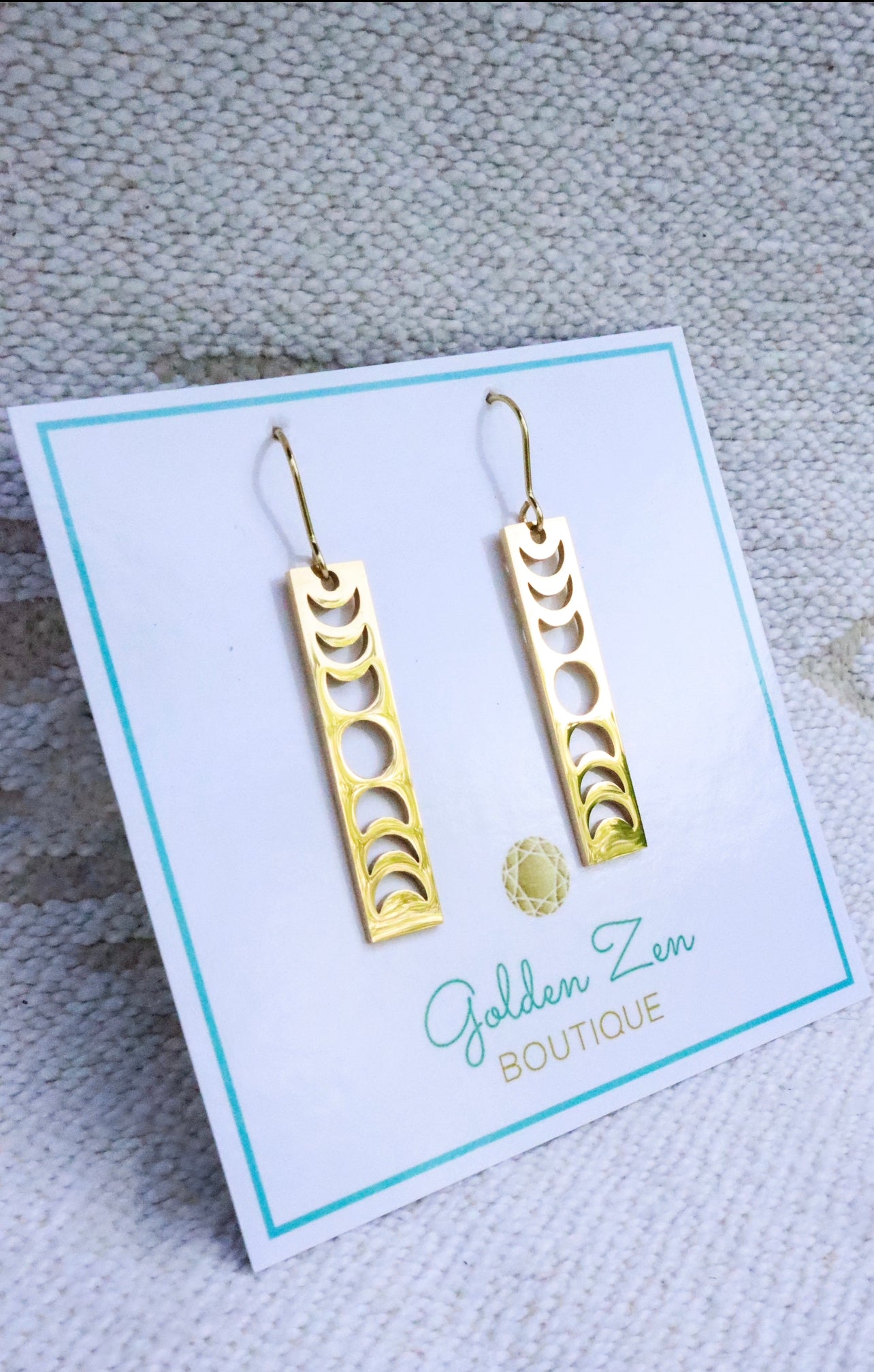 Gold Steel Moon Phase Earrings