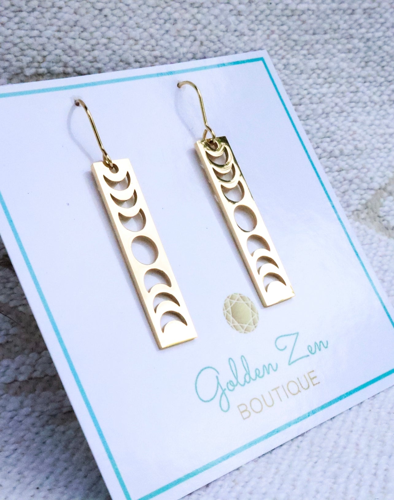Gold Steel Moon Phase Earrings