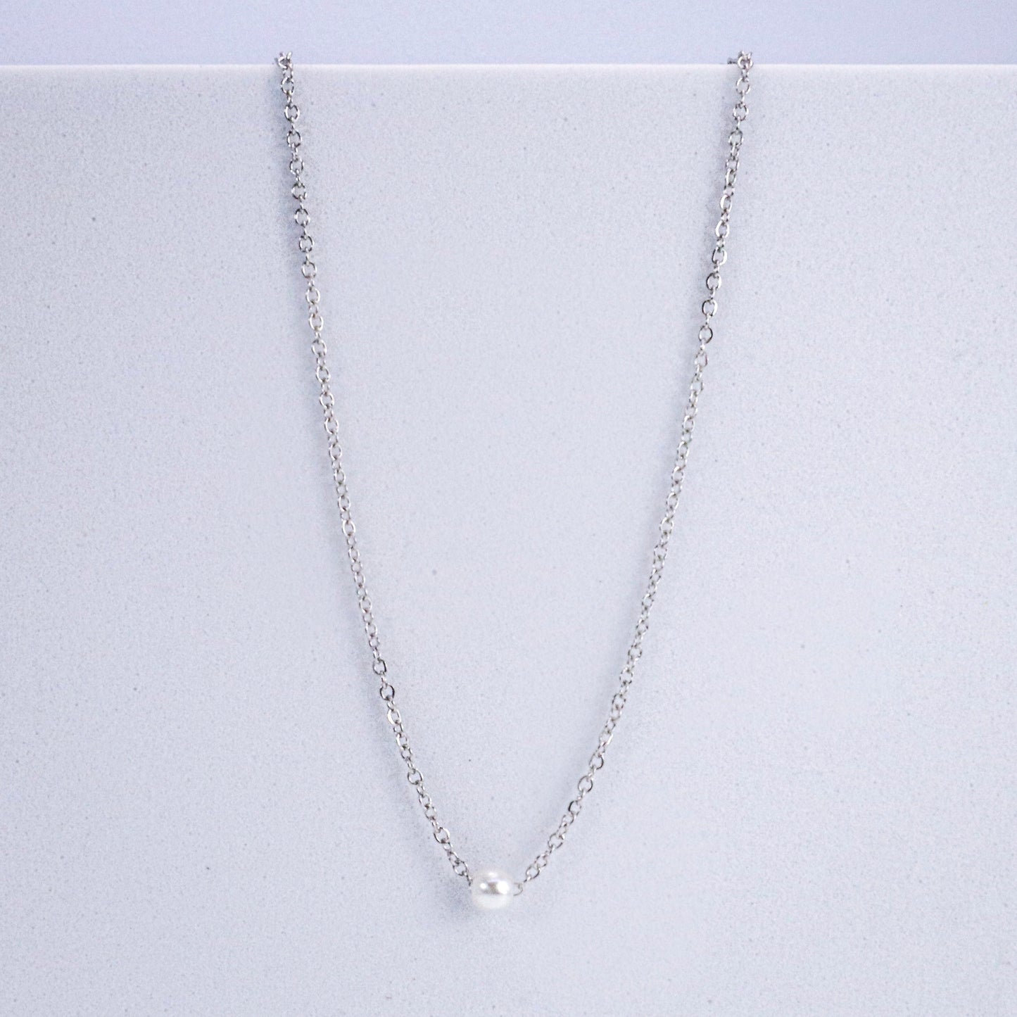 Delicate Pearl Short Stainless Steel Necklace