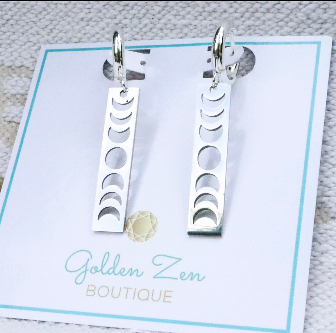 Silver Steel Moon Phase Hoop Earrings